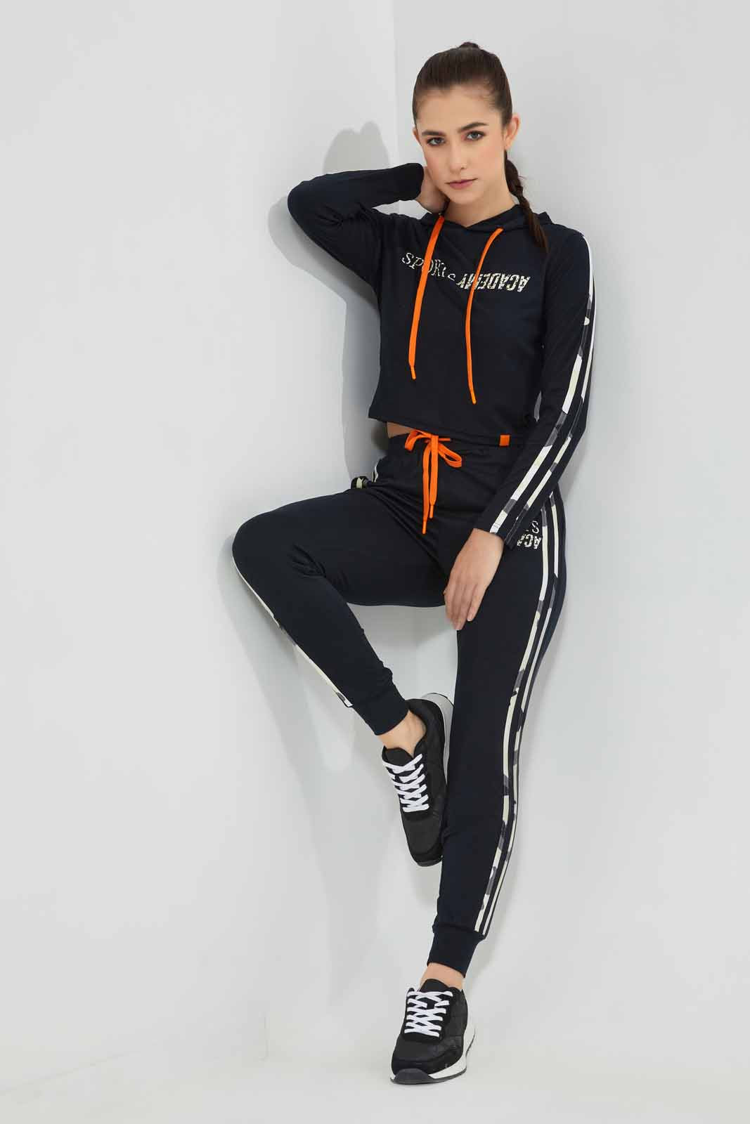Black Printed Hooded Sweatshirt