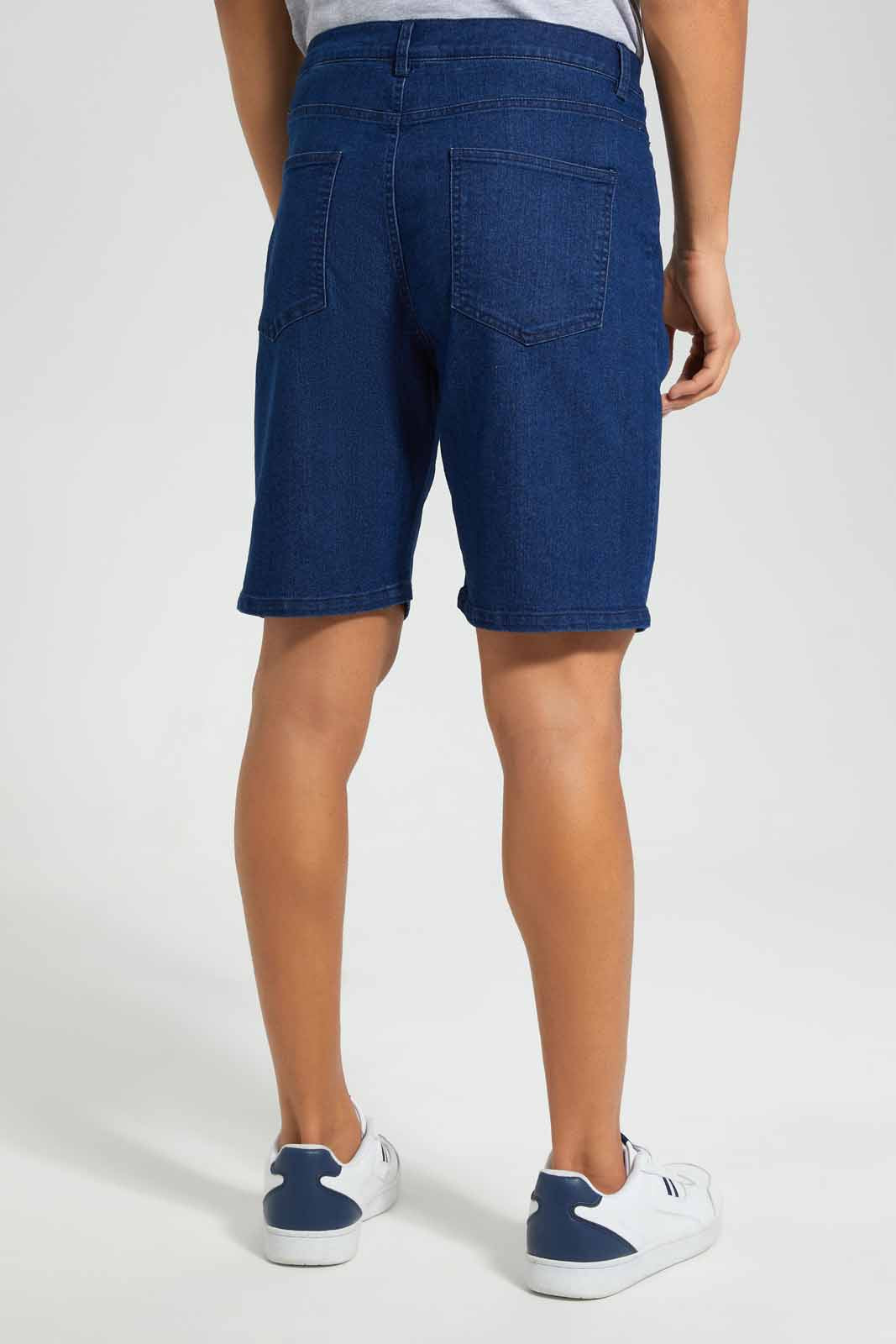 Redtag-Mid-Wash-Basic-5-Pocket-Slim-Fit-Shorts-Category:Shorts,-Colour:Indigo,-Deals:New-In,-Filter:Men's-Clothing,-Men-Shorts,-New-In-Men,-Non-Sale,-Section:Men,-W22O-Men's-