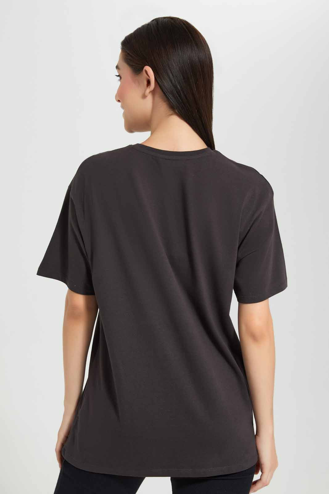 Redtag-Acid-Wash-Lounge-T-Shirt-Category:T-Shirts,-Colour:Charcoal,-Deals:New-In,-Filter:Women's-Clothing,-New-In-Women,-Non-Sale,-Section:Women,-W22O,-Women-T-Shirts-Women's-
