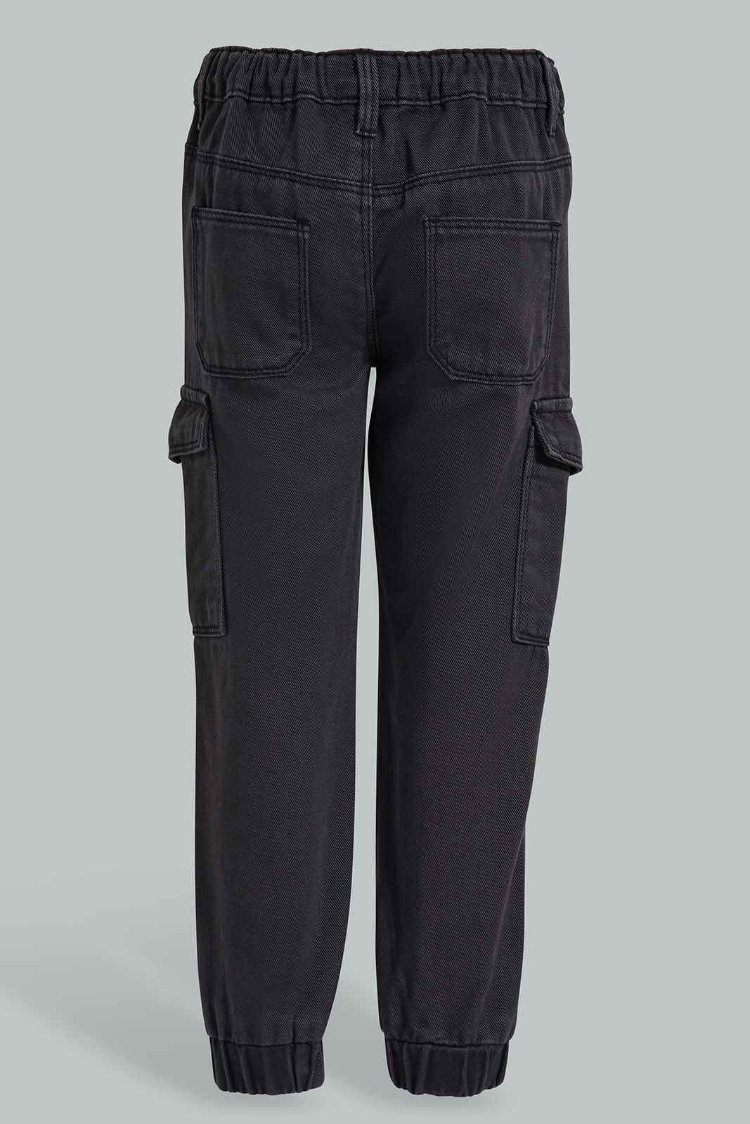 Redtag-Black-Cargo-Jogger-Category:Jeans,-Colour:Black,-Deals:New-In,-Filter:Girls-(2-to-8-Yrs),-GIR-Jeans,-New-In-GIR-APL,-Non-Sale,-Section:Girls-(0-to-14Yrs),-W22O-Girls-2 to 8 Years