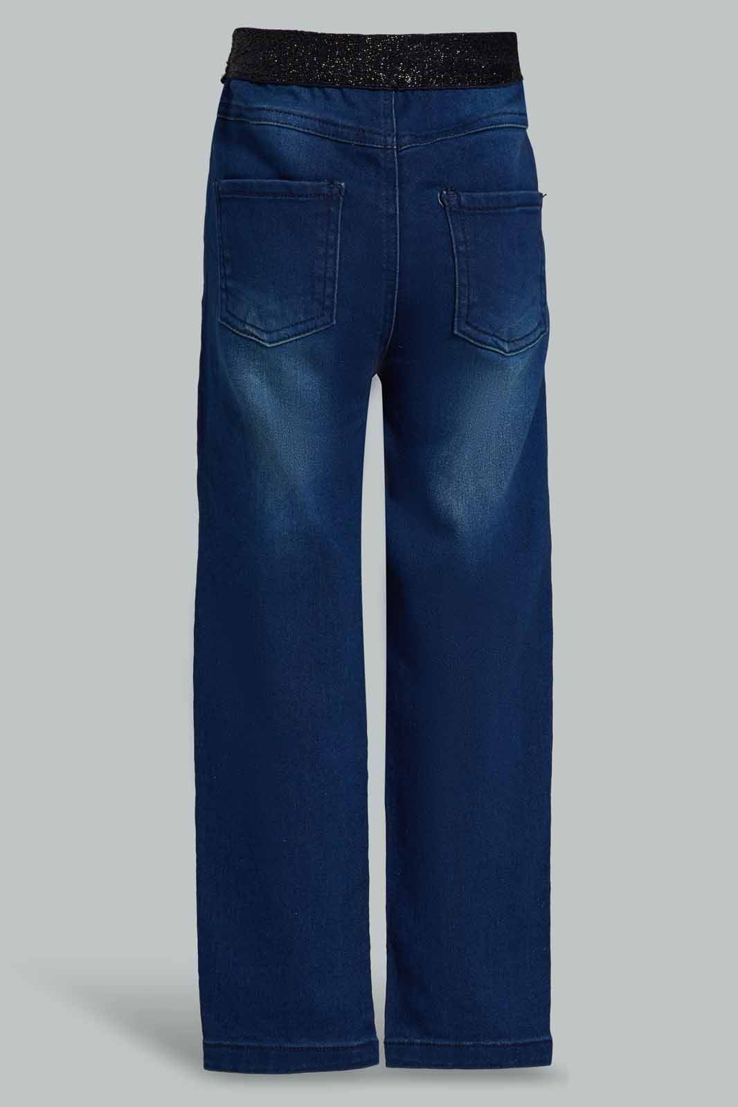 Redtag-Dark-Wash-Lurex-WB-Jeans-Category:Jeans,-Colour:Black,-Deals:New-In,-Filter:Girls-(2-to-8-Yrs),-GIR-Jeans,-New-In-GIR-APL,-Non-Sale,-Section:Girls-(0-to-14Yrs),-W22O-Girls-