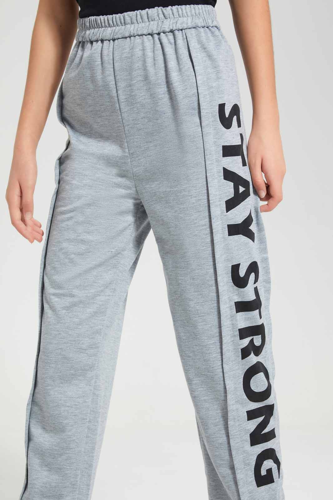 Redtag-Grey-Melange-Track-Pants-With-Print-Category:Joggers,-Colour:Grey,-Deals:New-In,-Filter:Senior-Girls-(9-to-14-Yrs),-GSR-Joggers,-New-In-GSR-APL,-Non-Sale,-Section:Girls-(0-to-14Yrs),-W22O-Senior-Girls-9 to 14 Years