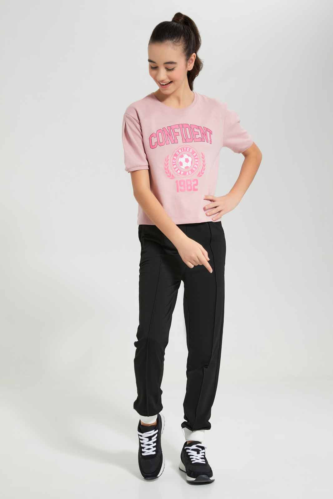 Redtag-Black-Track-Pants-Category:Joggers,-Colour:Black,-Deals:New-In,-Filter:Senior-Girls-(9-to-14-Yrs),-GSR-Joggers,-New-In-GSR-APL,-Non-Sale,-Section:Girls-(0-to-14Yrs),-W22O-Senior-Girls-9 to 14 Years