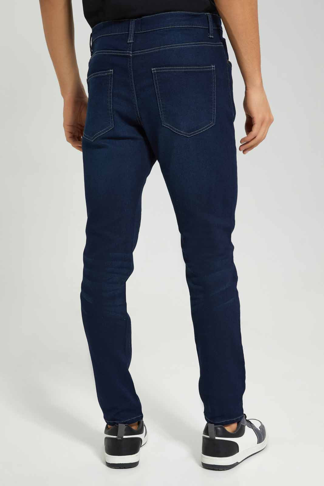 Redtag-Rinse-Wash-5-Pocket-Knit-Denim-Jeans-Category:Jeans,-Colour:Dark-Wash,-Deals:New-In,-Filter:Men's-Clothing,-Men-Jeans,-New-In-Men-APL,-Non-Sale,-Section:Men,-TBL,-W22A-Men's-
