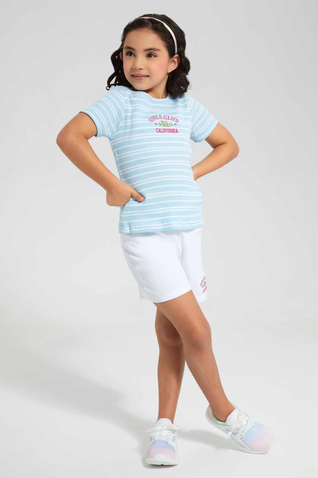 Redtag-Sky-Blue-Stripe-Rib-Sets-Category:Sets,-Colour:Sky-Blue,-Deals:New-In,-Filter:Girls-(2-to-8-Yrs),-GIR-Sets,-New-In-GIR,-Non-Sale,-Section:Girls-(0-to-14Yrs),-W22O-Girls-2 to 8 Years
