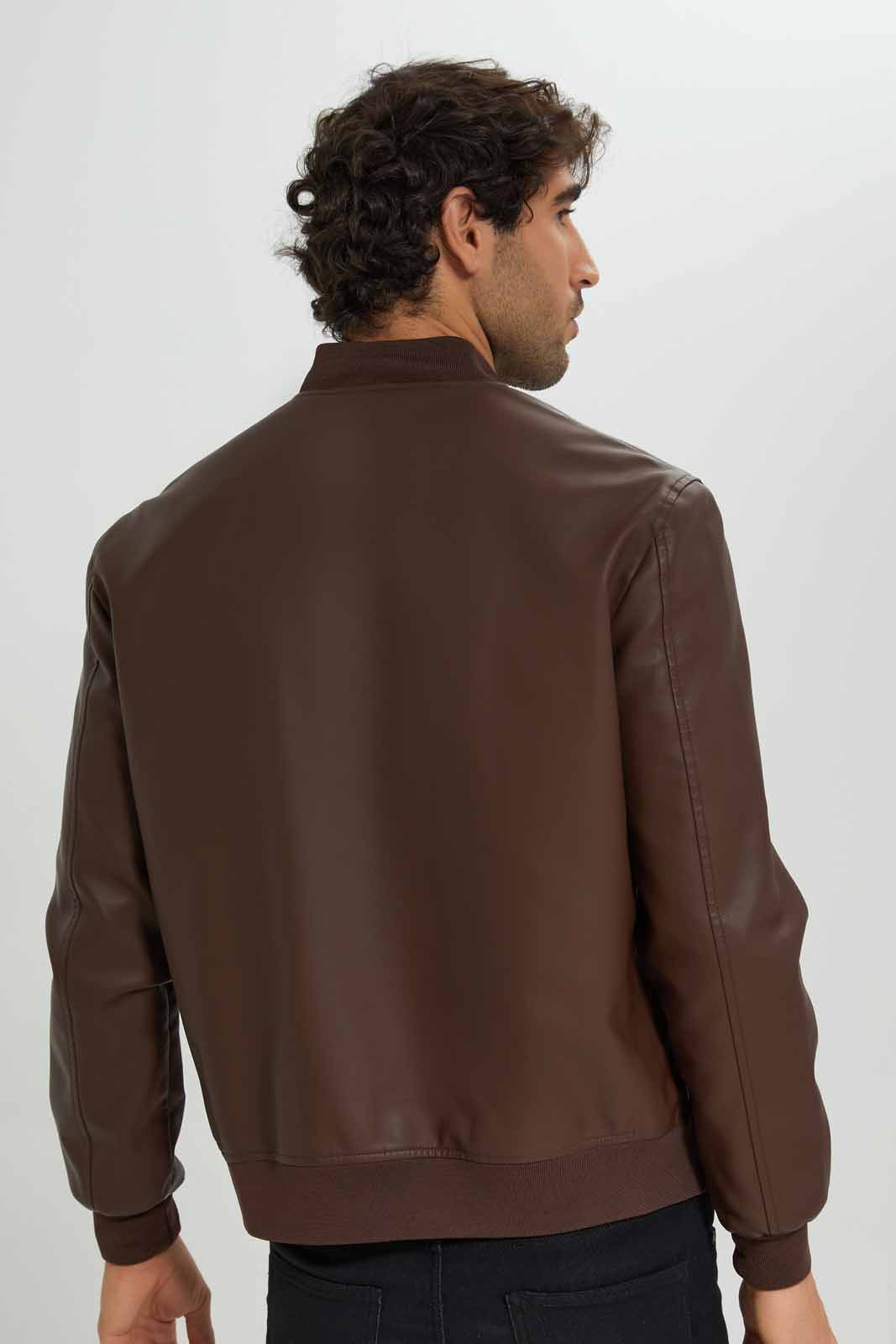 Redtag-Tan-PU-Bomber-Jacket-Category:Jackets,-Colour:Tan,-Deals:New-In,-Filter:Men's-Clothing,-Men-Jackets,-New-In-Men-APL,-Non-Sale,-Section:Men,-W22B-Men's-