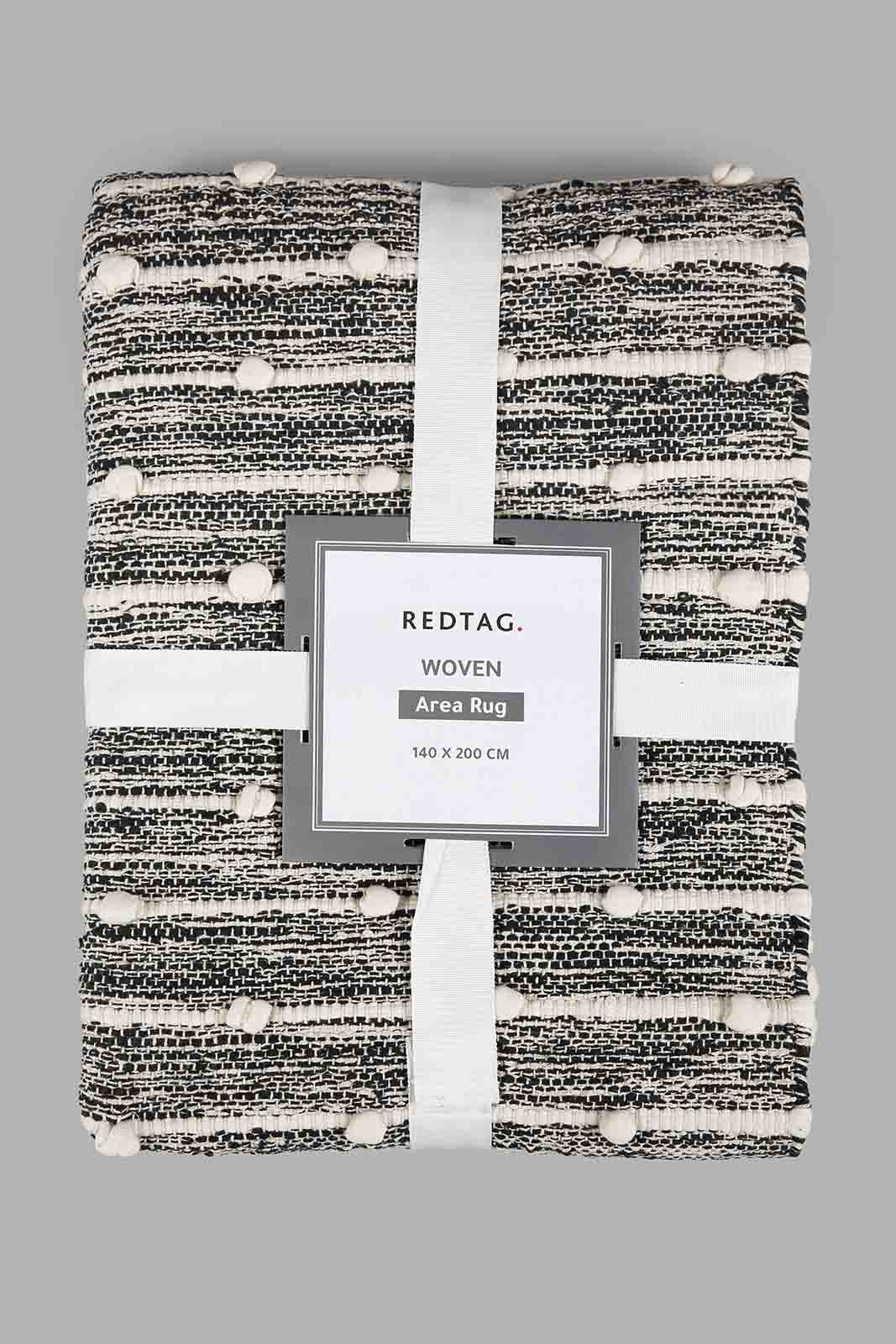 Redtag-Black-Braided-Boho-Woven-Rug-Category:Rugs,-Colour:Black,-Deals:New-In,-Filter:Home-Decor,-HMW-HOM-Rugs-&-Door-Mats,-New-In-HMW-HOM,-Non-Sale,-Section:Homewares,-W22O-Home-Decor-