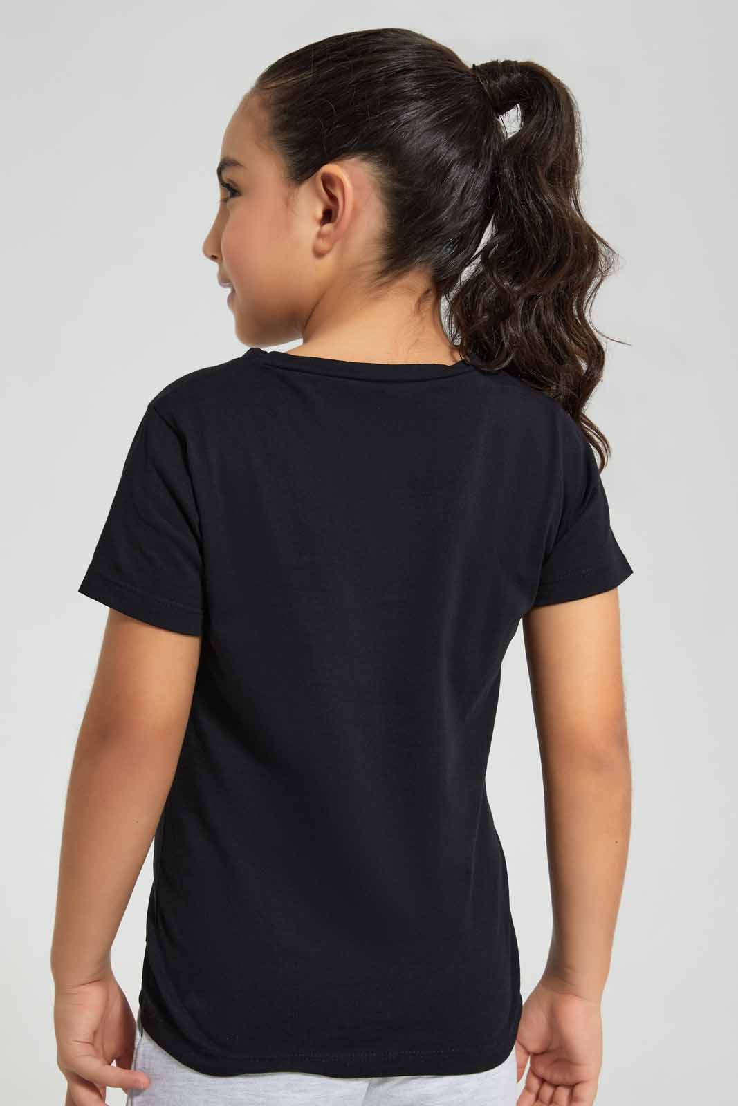 Redtag-Black-Basic-Butterfly-Placement-Category:T-Shirts,-Colour:Black,-Deals:New-In,-Filter:Girls-(2-to-8-Yrs),-GIR-T-Shirts,-New-In-GIR-APL,-Non-Sale,-Section:Girls-(0-to-14Yrs),-TBL,-W22O-Girls-2 to 8 Years