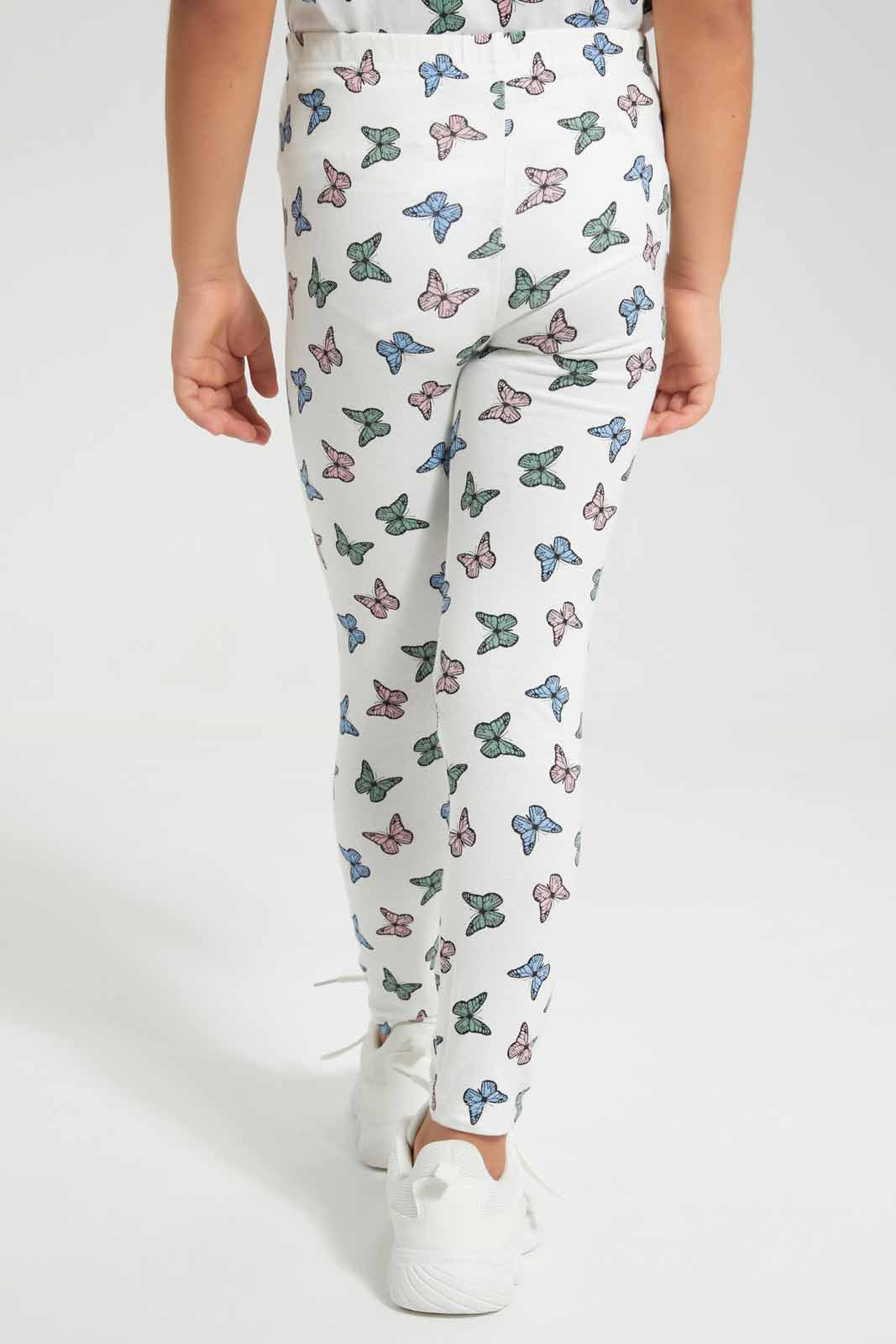Redtag-Pink-Butterfly-Aop-Legging-Category:Jeggings,-Colour:Apricot,-Deals:New-In,-Filter:Girls-(2-to-8-Yrs),-GIR-Jeggings,-New-In-GIR-APL,-Non-Sale,-Section:Girls-(0-to-14Yrs),-TBL,-W22O-Girls-2 to 8 Years