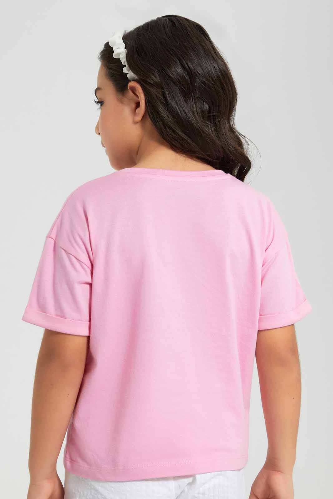 Redtag-Pink-Boxy-Tee--Ice-Cream-Placement-Category:T-Shirts,-Colour:Apricot,-Deals:New-In,-Filter:Girls-(2-to-8-Yrs),-GIR-T-Shirts,-New-In-GIR-APL,-Non-Sale,-Section:Girls-(0-to-14Yrs),-TBL,-W22O-Girls-2 to 8 Years