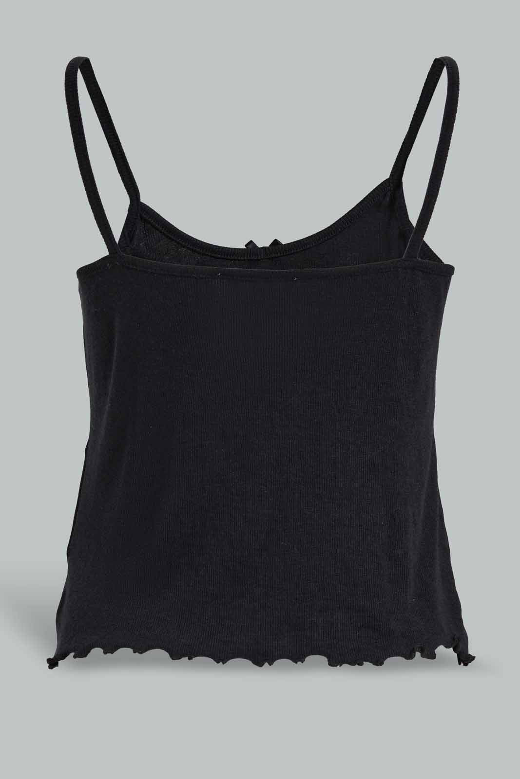 Redtag-Black-Cami-With-Short-Pajama-Set-Category:Pyjama-Sets,-Colour:Black,-Deals:New-In,-Filter:Women's-Clothing,-New-In-Women-APL,-Non-Sale,-Section:Women,-W22O,-Women-Pyjama-Sets--