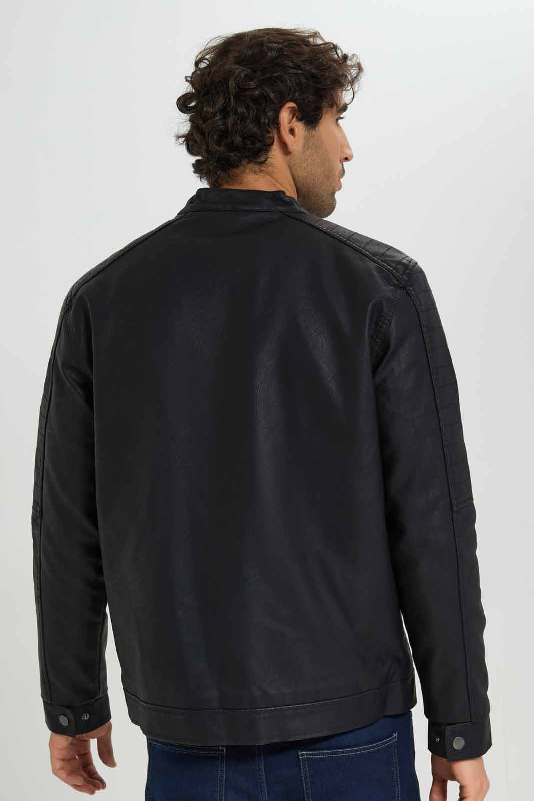 Redtag-Black-PU-Biker-Jacket-Category:Jackets,-Colour:Black,-Deals:New-In,-Filter:Men's-Clothing,-Men-Jackets,-New-In-Men-APL,-Non-Sale,-Section:Men,-W22B-Men's-