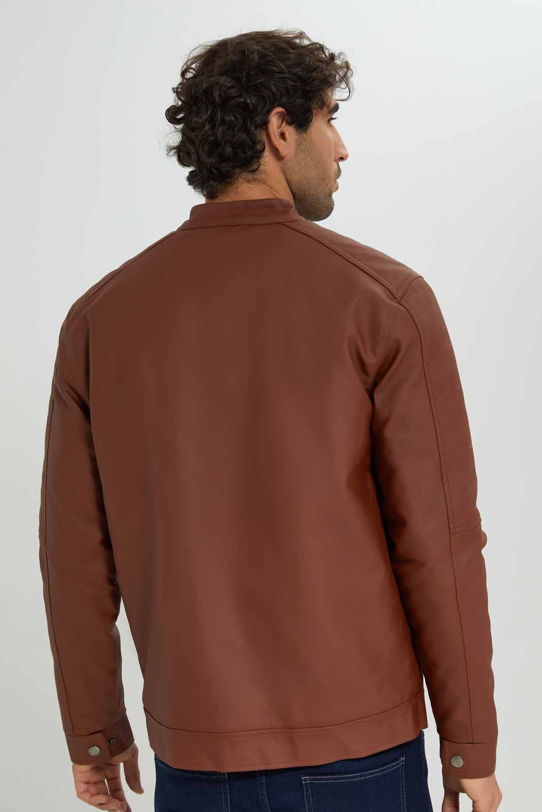 Redtag-Tan-PU-Biker-Jacket-Category:Jackets,-Colour:Tan,-Deals:New-In,-Filter:Men's-Clothing,-Men-Jackets,-New-In-Men-APL,-Non-Sale,-Section:Men,-W22B-Men's-