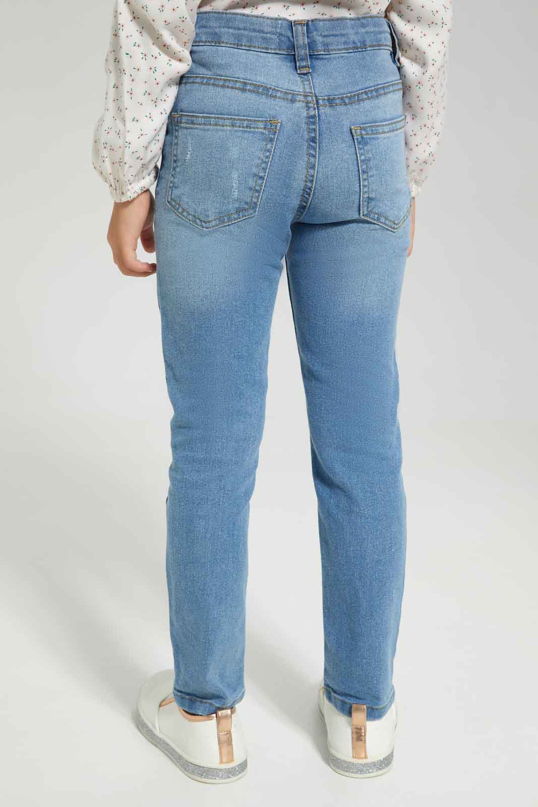 Redtag-LT-Wash-Skinny-Jeans-With-Distress-Category:Jeans,-Colour:Light-Wash,-Deals:New-In,-Dept:Girls,-Filter:Girls-(2-to-8-Yrs),-FIT-WALL-(FTW),-GIR-Jeans,-New-In-GIR-APL,-Non-Sale,-Section:Girls-(0-to-14Yrs),-W22A-Girls-2 to 8 Years