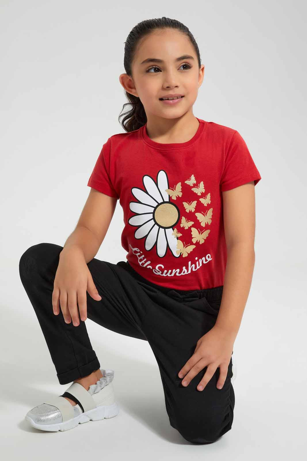 Redtag-Black-Active-Pant-Category:Joggers,-Colour:Black,-Deals:New-In,-Filter:Girls-(2-to-8-Yrs),-GIR-Joggers,-New-In-GIR-APL,-Non-Sale,-Section:Girls-(0-to-14Yrs),-TBL,-W22O-Girls-2 to 8 Years