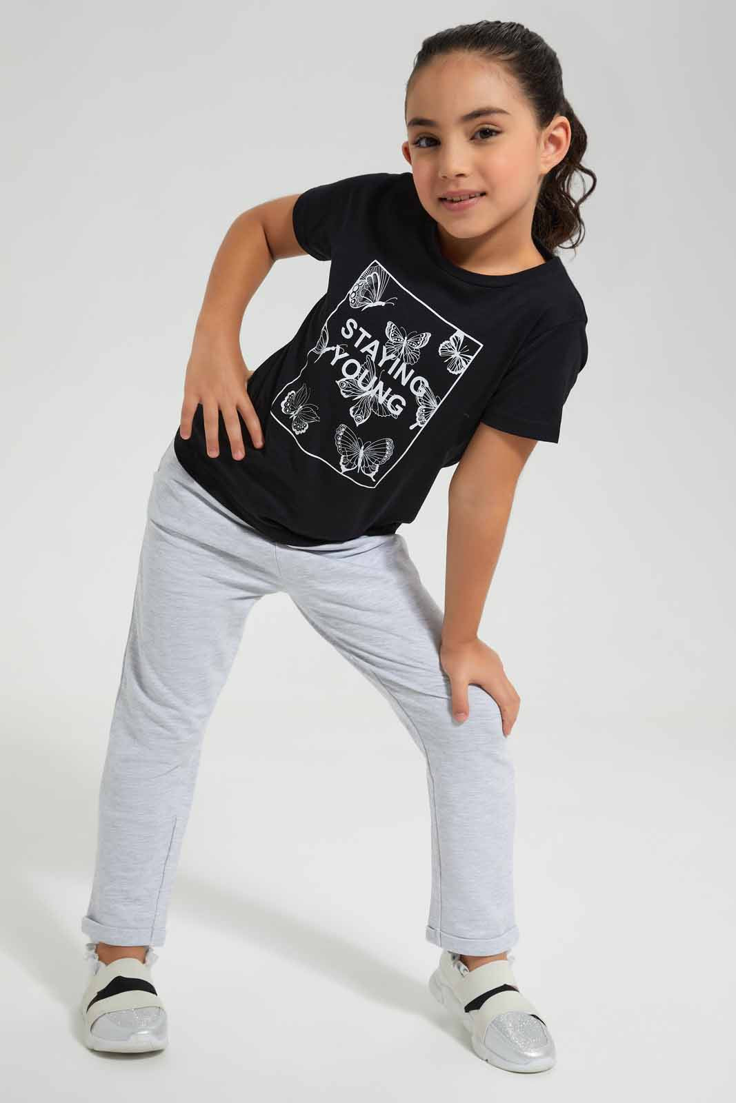Redtag-Grey-Melange-Active-Pant-Category:Joggers,-Colour:Grey,-Deals:New-In,-Filter:Girls-(2-to-8-Yrs),-GIR-Joggers,-New-In-GIR-APL,-Non-Sale,-Section:Girls-(0-to-14Yrs),-TBL,-W22O-Girls-2 to 8 Years