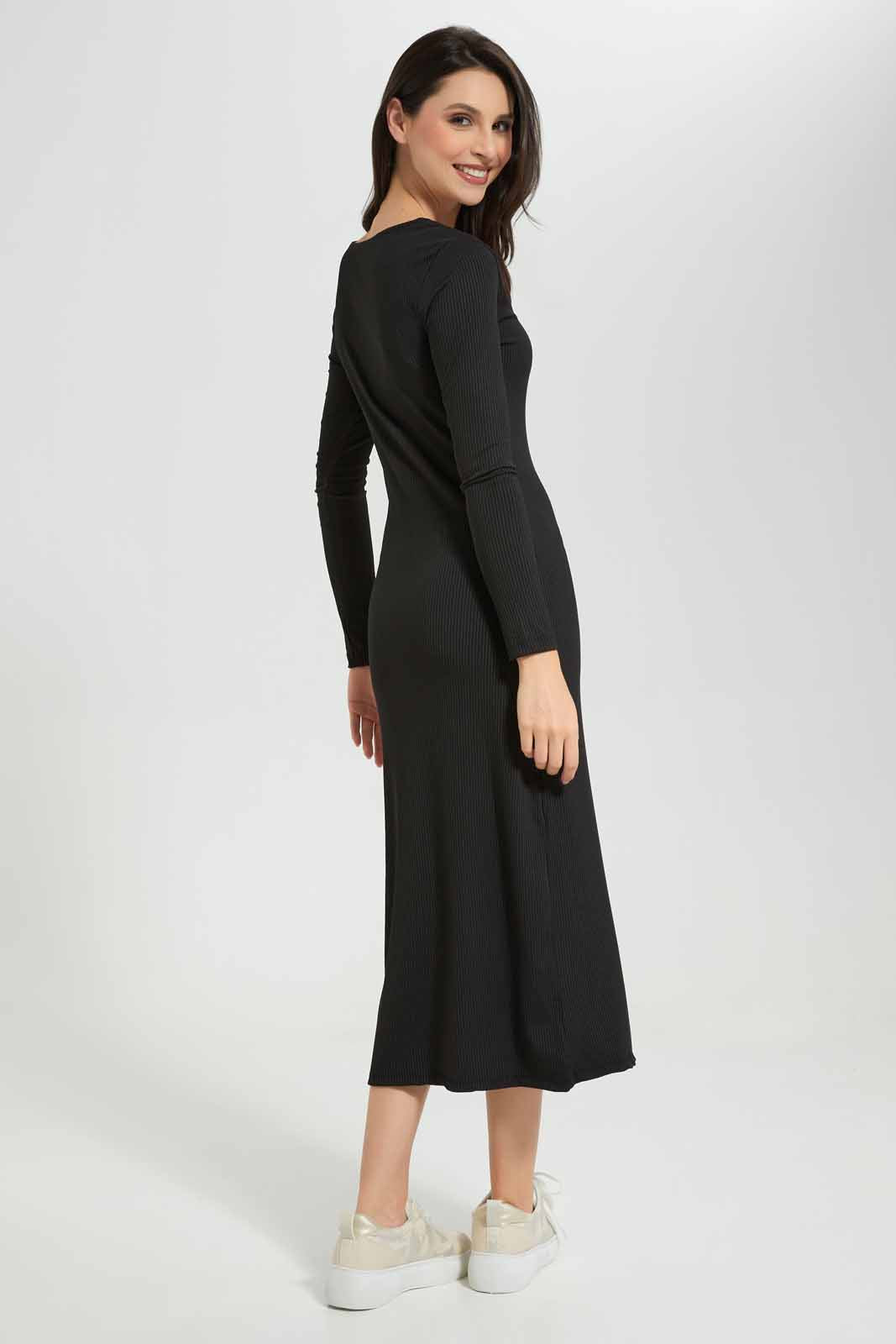 Redtag-Black-Rib-Knitted-Dress-Category:Dresses,-Colour:Black,-Deals:New-In,-Filter:Women's-Clothing,-KSH,-New-In-Women-APL,-Non-Sale,-Section:Women,-W22A,-Women-Dresses-Women's-