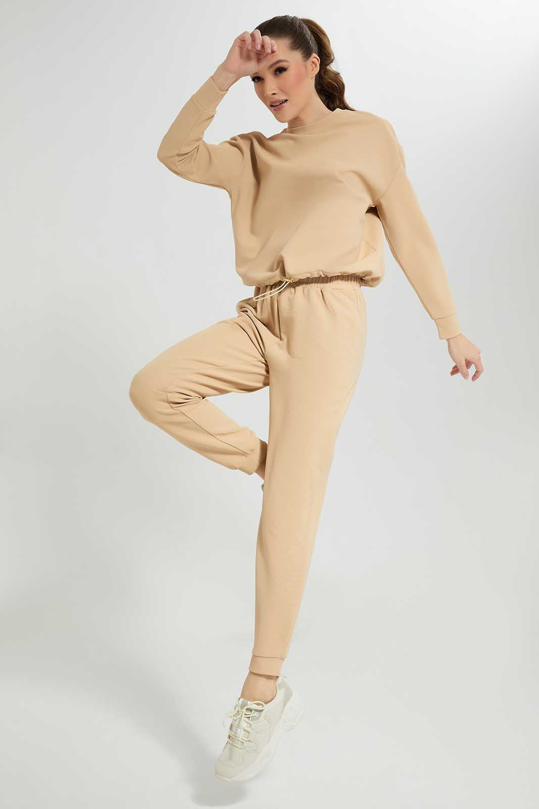 Redtag-Beige-Elasticated-Sweatshirt-Category:Sweatshirts,-Colour:Beige,-Deals:New-In,-Filter:Women's-Clothing,-LDC,-LDC-Sweatshirts,-New-In-LDC-APL,-Non-Sale,-Section:Women,-TBL,-W22A-Women's-