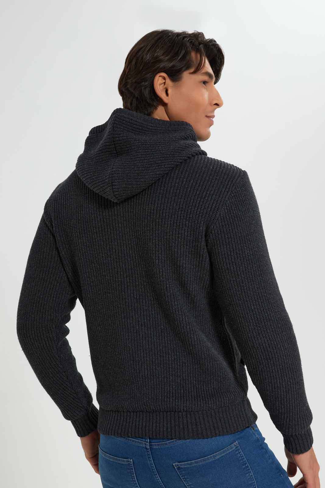 Charcoal Textured Sweater For Men