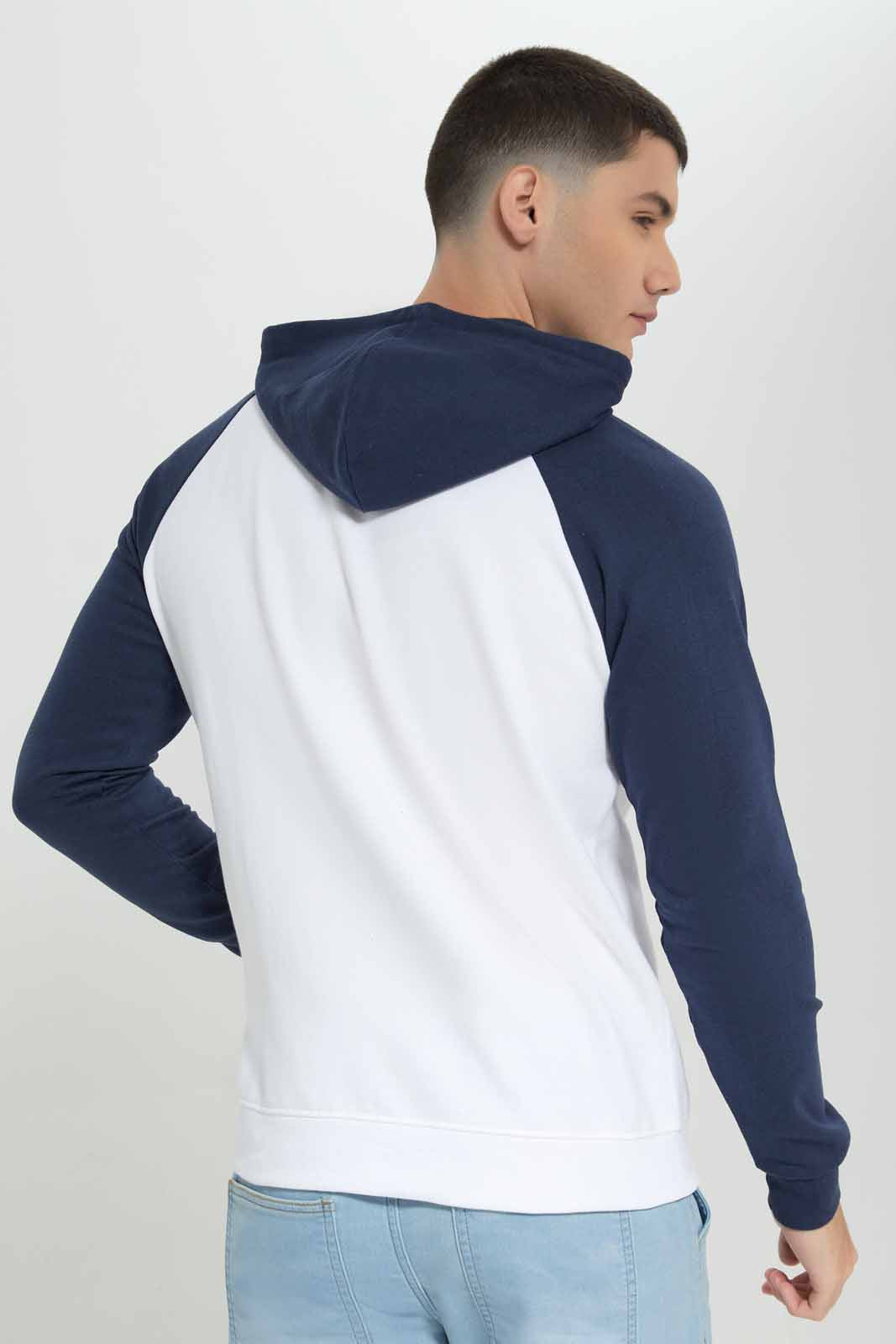 Redtag-White-/-Navy-Reglan-Sleeve-Zip-Thru-Hoddy-Category:Sweatshirts,-Colour:White,-Deals:New-In,-Filter:Men's-Clothing,-Men-Sweatshirts,-NDAY,-New-In-Men-APL,-Non-Sale,-Section:Men,-TBL,-W22B-Men's-