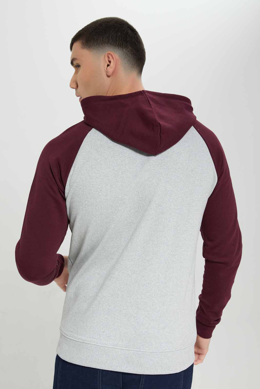 Redtag-Grey-Mel-/-Red-Reglan-Sleeve-Zip-Thru-Hoody-Category:Sweatshirts,-Colour:Grey,-Deals:New-In,-Filter:Men's-Clothing,-Men-Sweatshirts,-New-In-Men-APL,-Non-Sale,-Section:Men,-TBL,-W22B-Men's-