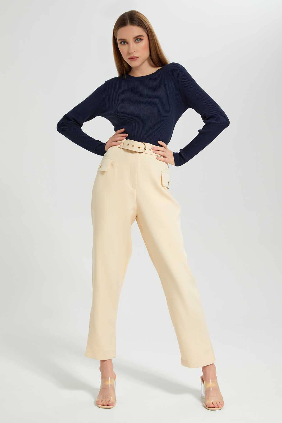 Redtag-Navy-Crewneck-Longsleeve-Top-Category:Tops,-Colour:Navy,-Deals:New-In,-Filter:Women's-Clothing,-LEC,-LEC-Tops,-New-In-LEC-APL,-Non-Sale,-Section:Women,-W22B-Women's-