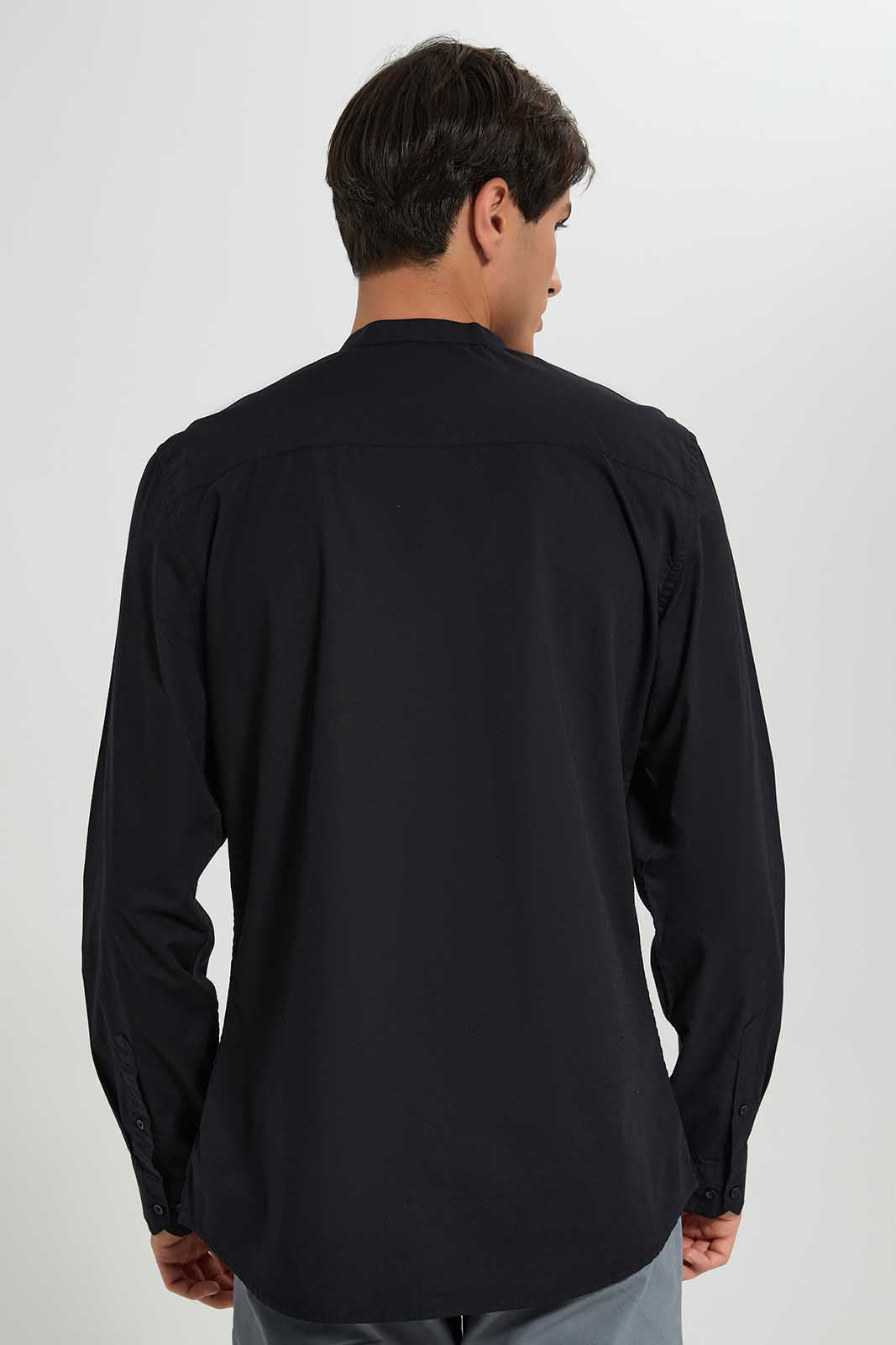 Redtag-Black-Mandrain-Collar-Shirt-Category:Shirts,-Colour:Black,-Deals:New-In,-Filter:Men's-Clothing,-Men-Shirts,-New-In-Men-APL,-Non-Sale,-Section:Men,-TBL,-W22A-Men's-