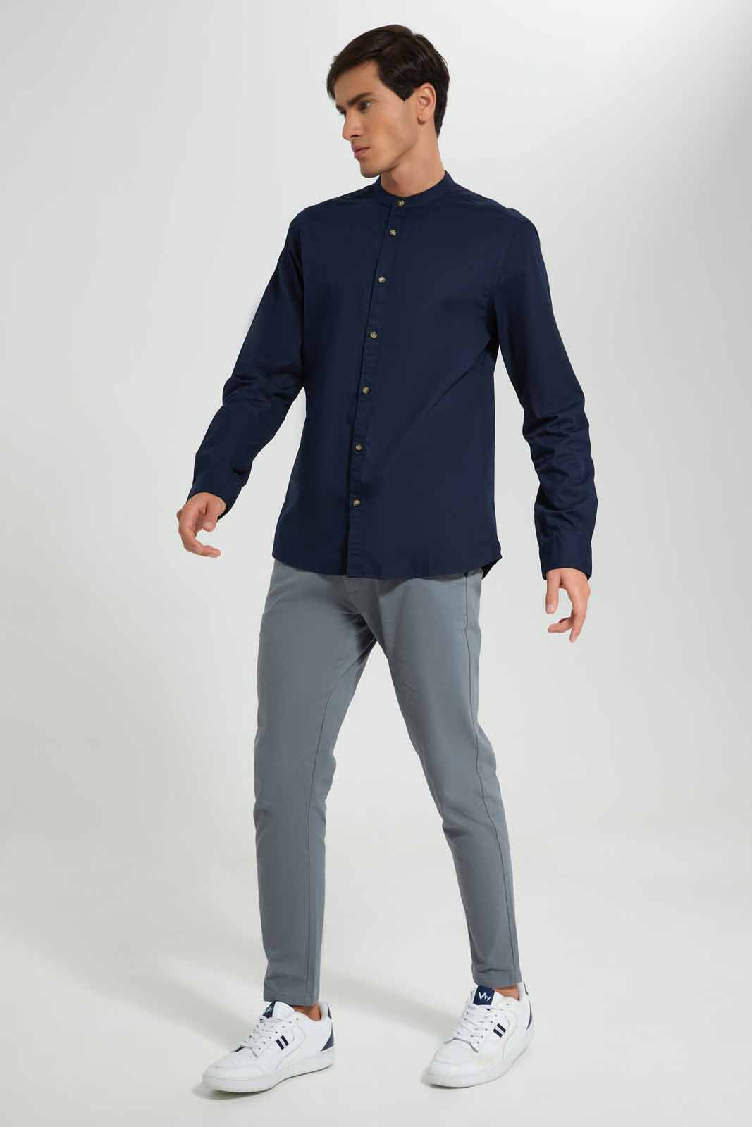 Redtag-Navy-Mandrain-Collar-Shirt-Category:Shirts,-Colour:Navy,-Deals:New-In,-Filter:Men's-Clothing,-Men-Shirts,-New-In-Men-APL,-Non-Sale,-Section:Men,-TBL,-W22A-Men's-