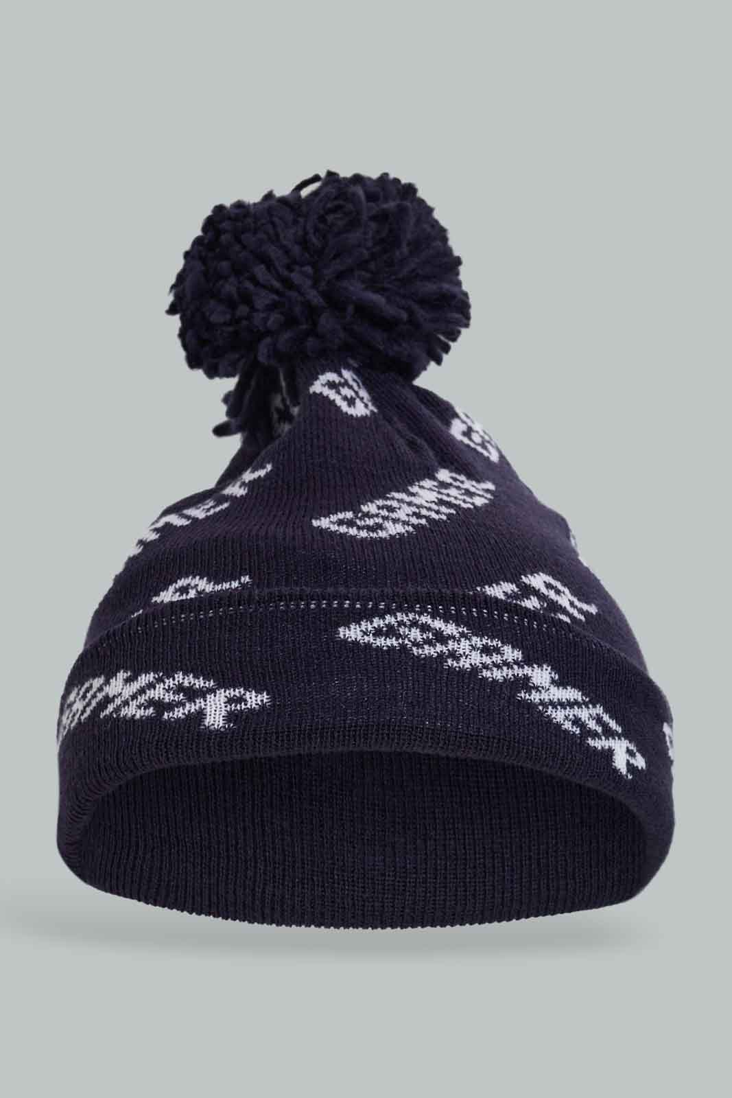 Redtag-Black-Color-Knitted-Cap-BOY-Knitted-Accessories,-Category:Knitted-Accessories,-Colour:Black,-Dept:Boys,-Filter:Boys-Accessories,-New-In,-New-In-BOY-ACC,-Non-Sale,-Section:Boys-(0-to-14Yrs),-W22B-Boys-