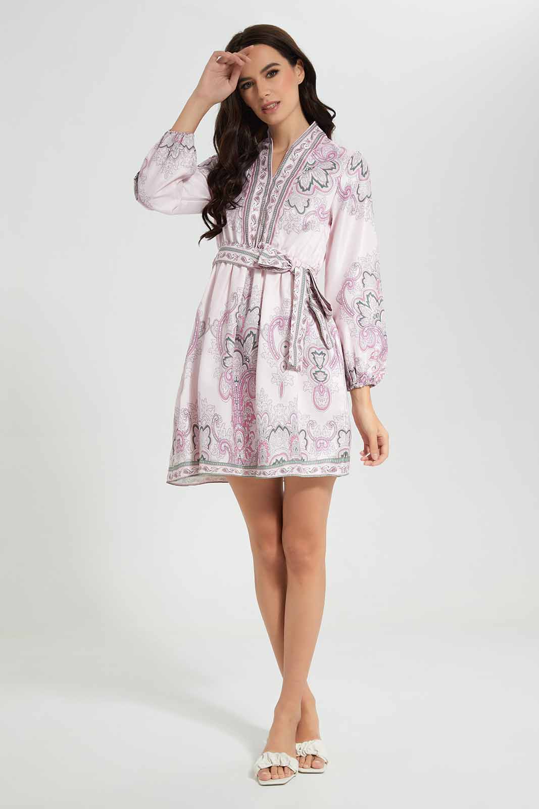 Redtag-Paisley-Placement-Printed-Belted-Dress-Category:Dresses,-Colour:Assorted,-Deals:New-In,-Filter:Women's-Clothing,-New-In-Women-APL,-Non-Sale,-Section:Women,-W22O,-Women-Dresses-Women's-