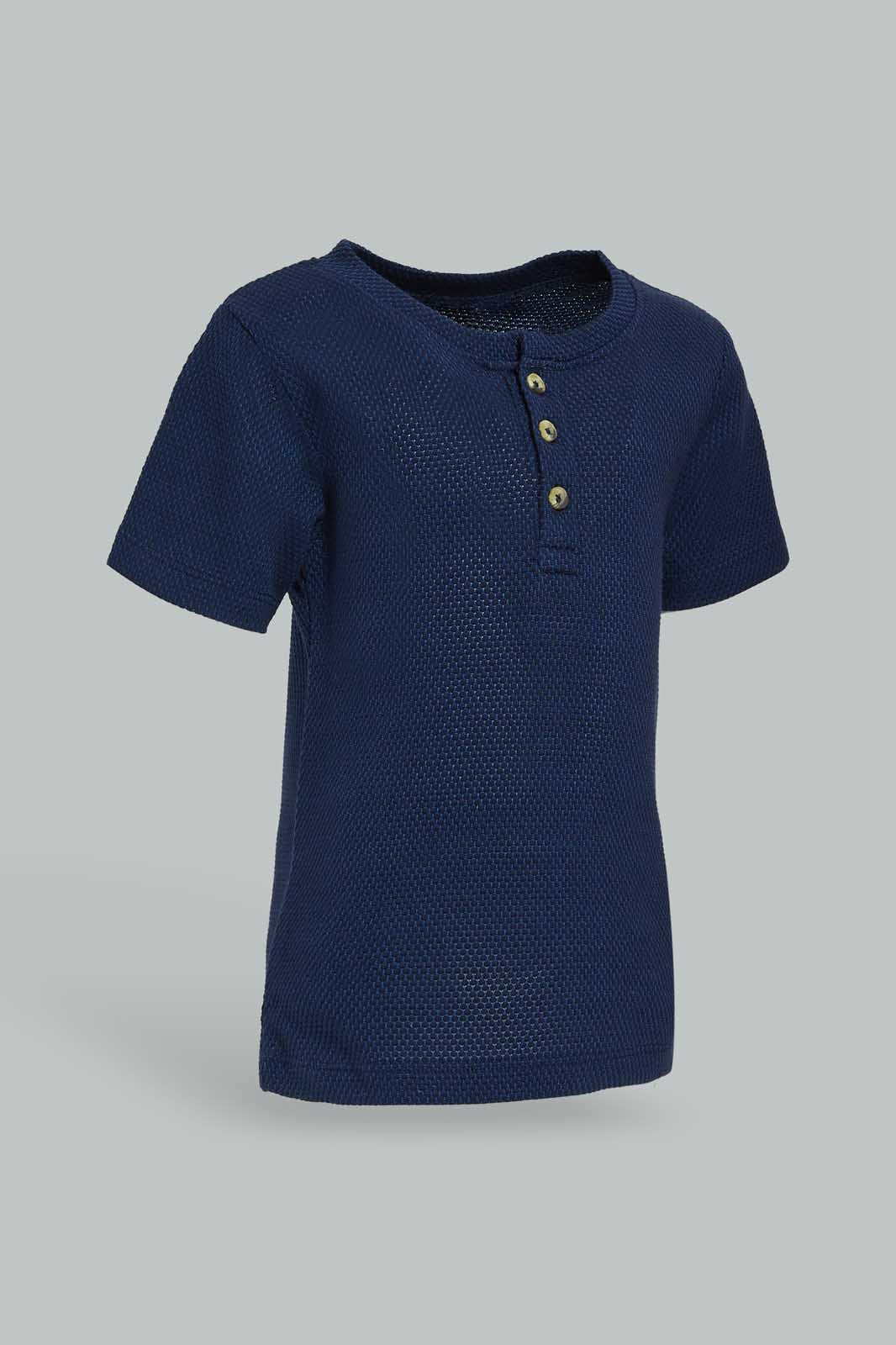 Redtag-Blue-Jacquard-Tee-Category:T-Shirts,-Colour:Blue,-Deals:New-In,-Dept:Boys,-Filter:Infant-Boys-(3-to-24-Mths),-INB-T-Shirts,-New-In-INB-APL,-Non-Sale,-Section:Boys-(0-to-14Yrs),-W22O-Infant-Boys-3 to 24 Months