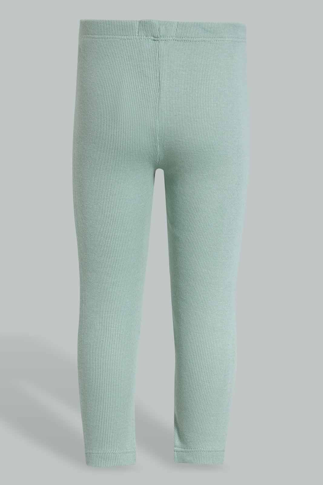 Redtag-Green-Rib-Solid-Legging-Category:Leggings,-Colour:Green,-Deals:New-In,-Filter:Infant-Girls-(3-to-24-Mths),-ING-Leggings,-New-In-ING-APL,-Non-Sale,-Section:Girls-(0-to-14Yrs),-W22O-Infant-Girls-3 to 24 Months