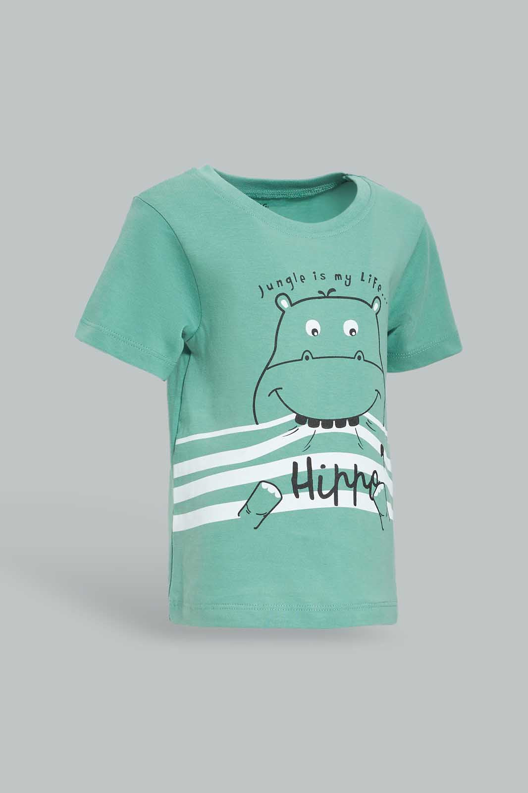 Redtag-Wite-Tiger-Short-Sleeve-Tshirt-Category:T-Shirts,-Colour:Green,-Deals:New-In,-Dept:Boys,-Filter:Infant-Boys-(3-to-24-Mths),-INB-T-Shirts,-New-In-INB-APL,-Non-Sale,-Section:Boys-(0-to-14Yrs),-TBL,-W22O-Infant-Boys-3 to 24 Months