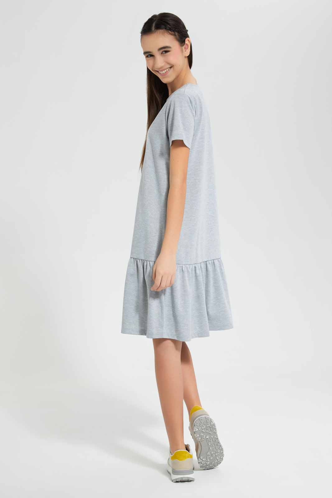 Redtag-Grey-Melange-Layered-Dress-Category:Dresses,-Colour:Grey,-Deals:New-In,-Filter:Senior-Girls-(9-to-14-Yrs),-GSR-Dresses,-New-In-GSR-APL,-Non-Sale,-Section:Girls-(0-to-14Yrs),-VLM,-W22O-Senior-Girls-9 to 14 Years
