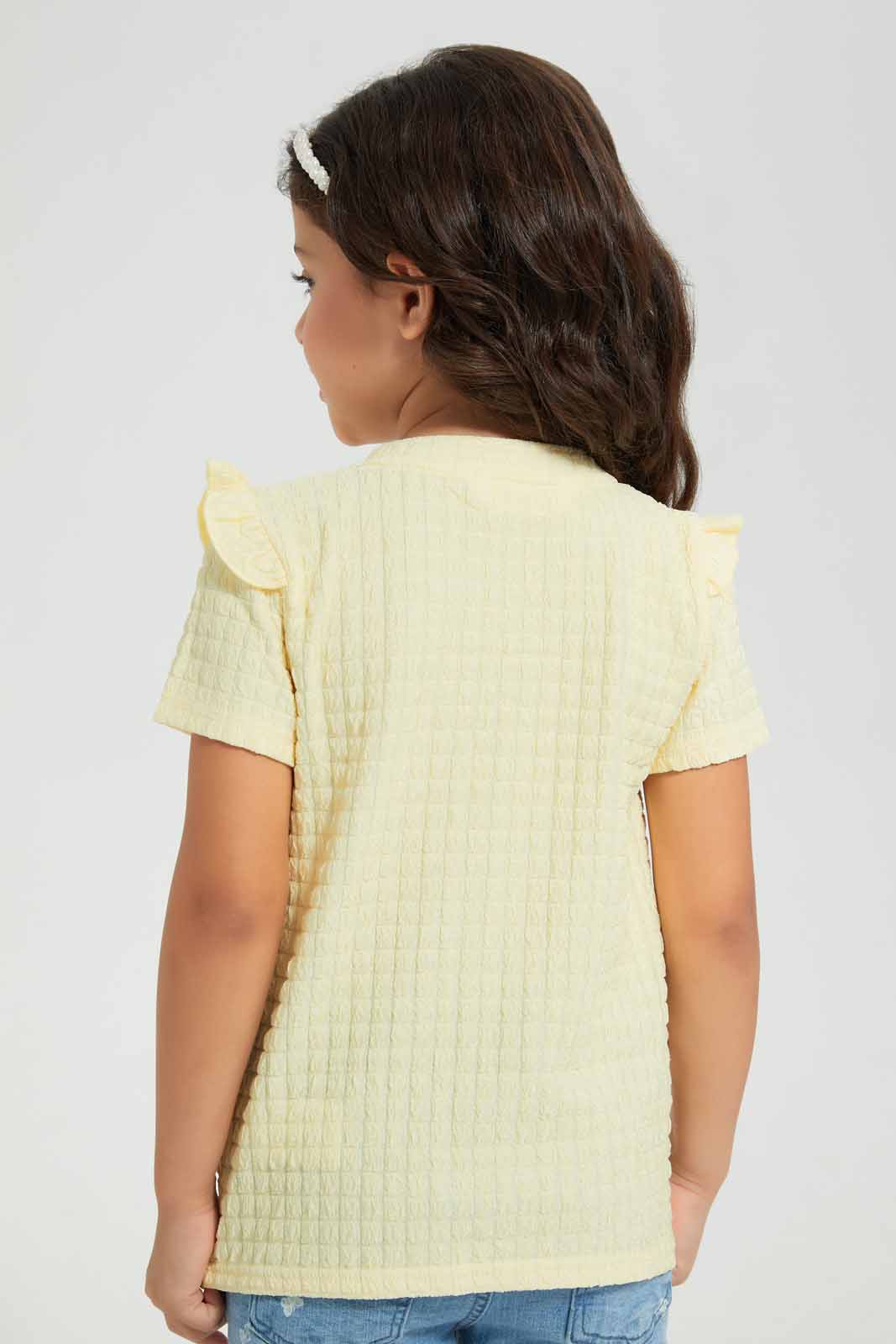 Redtag-Yellow-Knitted-Blouse-Category:Blouses,-Colour:Yellow,-Deals:New-In,-Filter:Girls-(2-to-8-Yrs),-GIR-Blouses,-New-In-GIR-APL,-Non-Sale,-Section:Girls-(0-to-14Yrs),-W22O-Girls-2 to 8 Years