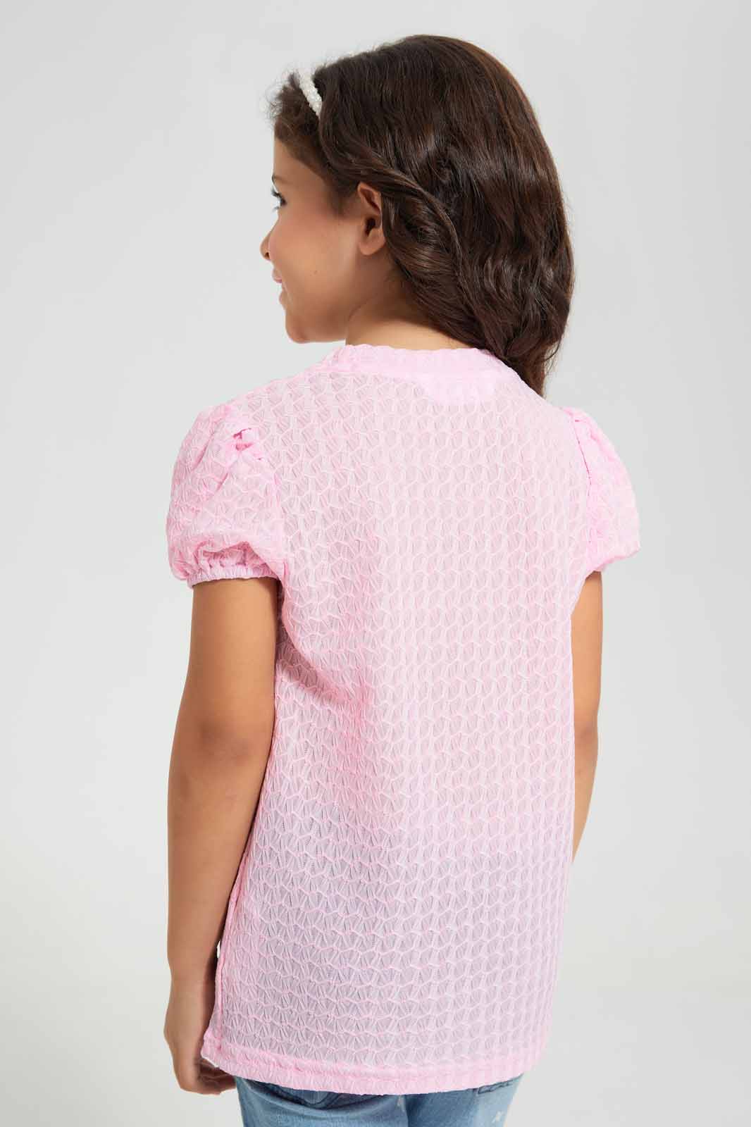 Redtag-Pink-Knitted-Blouse-Category:Blouses,-Colour:Apricot,-Deals:New-In,-Filter:Girls-(2-to-8-Yrs),-GIR-Blouses,-New-In-GIR-APL,-Non-Sale,-Section:Girls-(0-to-14Yrs),-W22O-Girls-2 to 8 Years