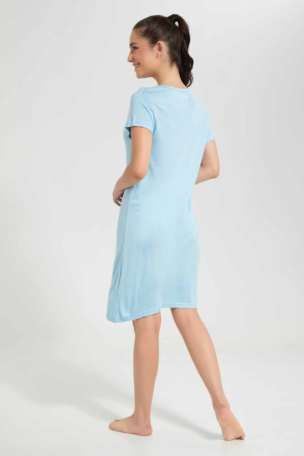 Redtag-Single-Pack-Chest-Print-Blue-Nightshirt-Category:Nightshirts,-Colour:Blue,-Deals:New-In,-Filter:Women's-Clothing,-New-In-Women-APL,-Non-Sale,-Section:Women,-W22O,-Women-Nightshirts--