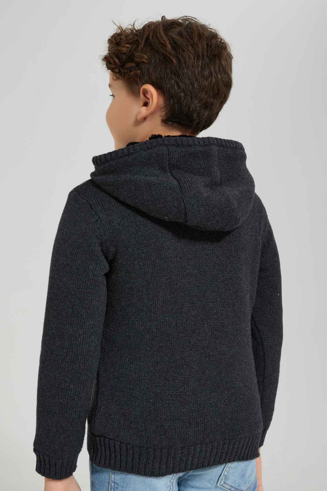 Redtag-Charcoal-Cable-Hooded-Zip-Through-Cardigan-BOY-Cardigans,-Category:Cardigans,-Colour:Charcoal,-Deals:New-In,-Dept:Boys,-EHW,-Filter:Boys-(2-to-8-Yrs),-New-In-BOY-APL,-Non-Sale,-Section:Boys-(0-to-14Yrs),-W22B-Boys-2 to 8 Years