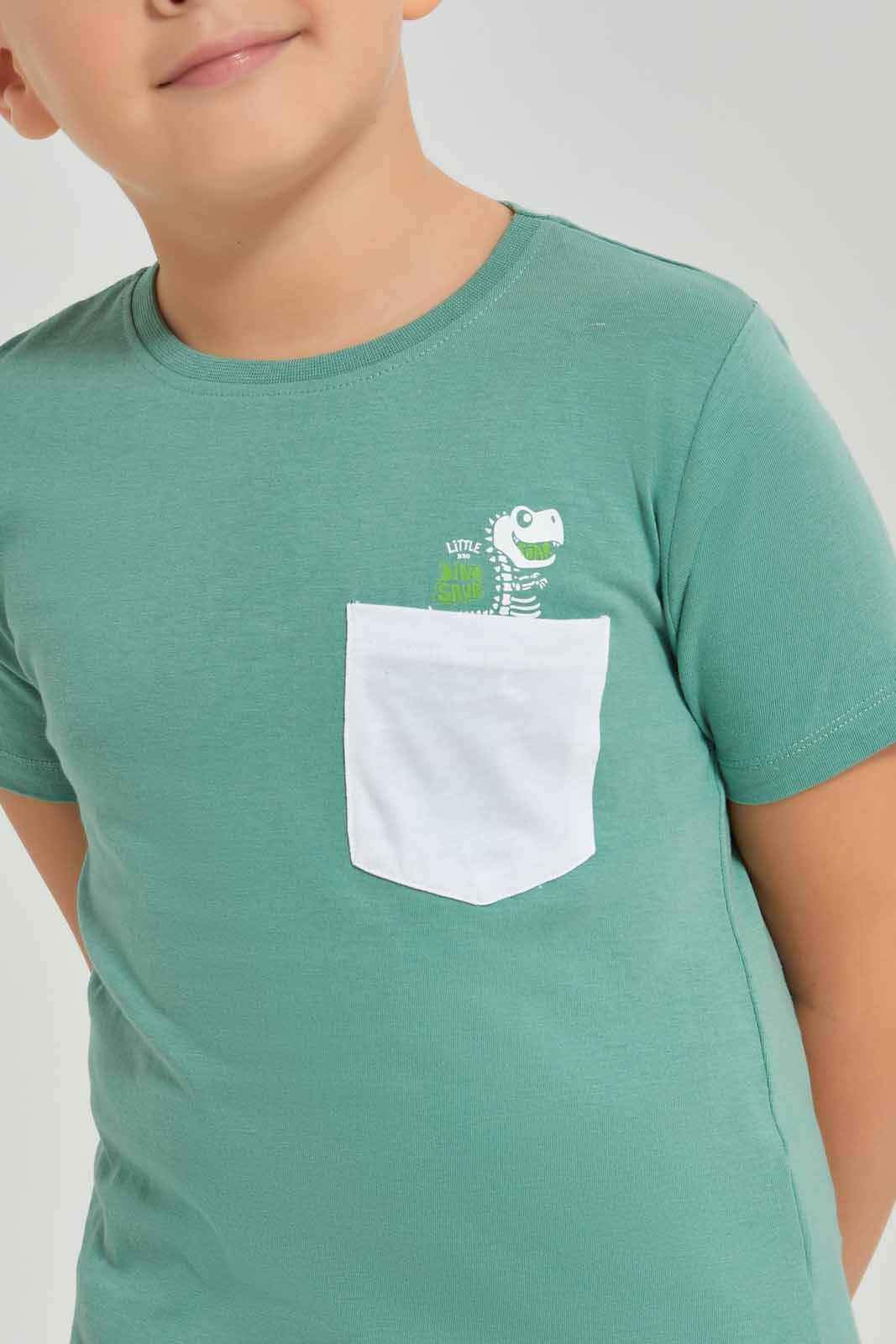 Redtag-Olive-Print-Pocket-Short-Sleeve-T-Shirt-BOY-T-Shirts,-Category:T-Shirts,-Colour:Olive,-Deals:New-In,-Dept:Boys,-Filter:Boys-(2-to-8-Yrs),-New-In-BOY-APL,-Non-Sale,-Section:Boys-(0-to-14Yrs),-TBL,-W22O-Boys-2 to 8 Years