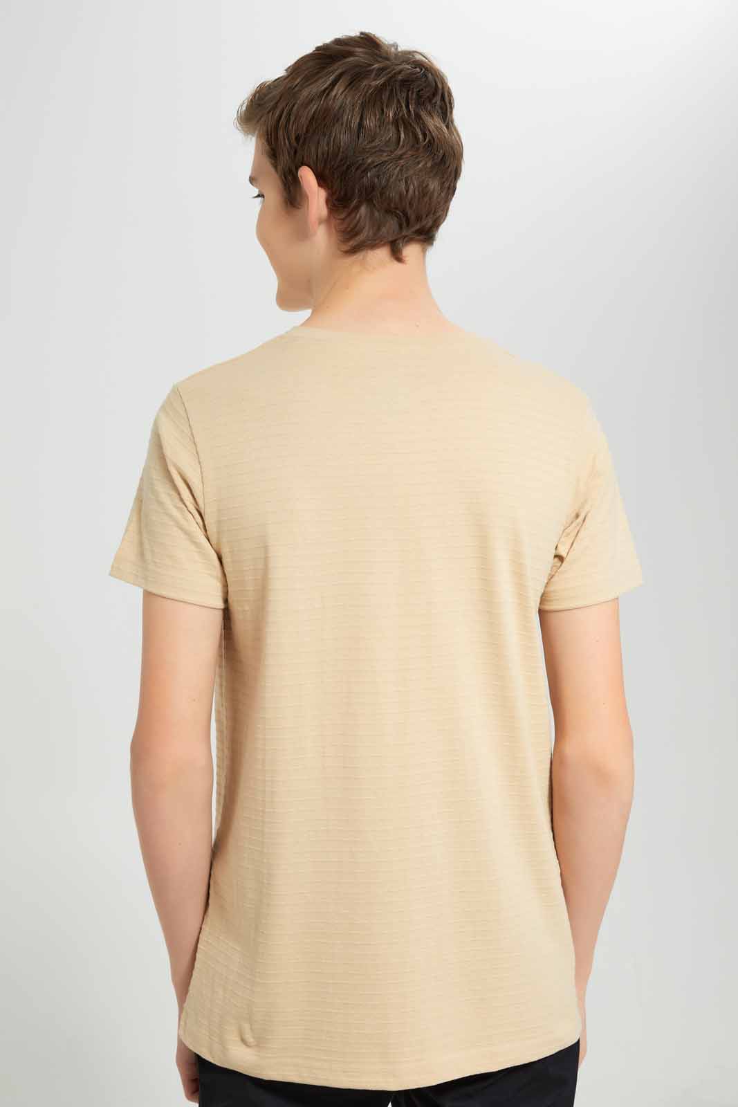 Redtag-Beige-Jacquard-Henley-T-Shirt-BSR-T-Shirts,-Category:T-Shirts,-Colour:Beige,-Deals:New-In,-Filter:Senior-Boys-(8-to-14-Yrs),-New-In-BSR-APL,-Non-Sale,-Section:Boys-(0-to-14Yrs),-TBL,-W22A-Senior-Boys-9 to 14 Years