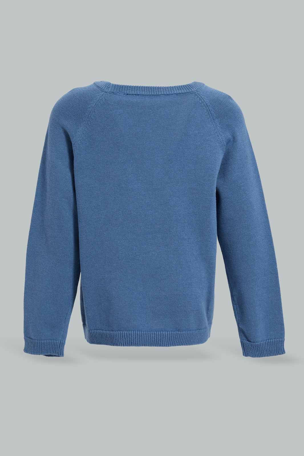 Redtag-Blue-Knitted-Plain-Pullover-Category:Pullovers,-Colour:Blue,-Deals:New-In,-Filter:Infant-Boys-(3-to-24-Mths),-INB-Pullovers,-New-In-INB-APL,-Non-Sale,-Section:Boys-(0-to-14Yrs),-W22A-Infant-Boys-3 to 24 Months