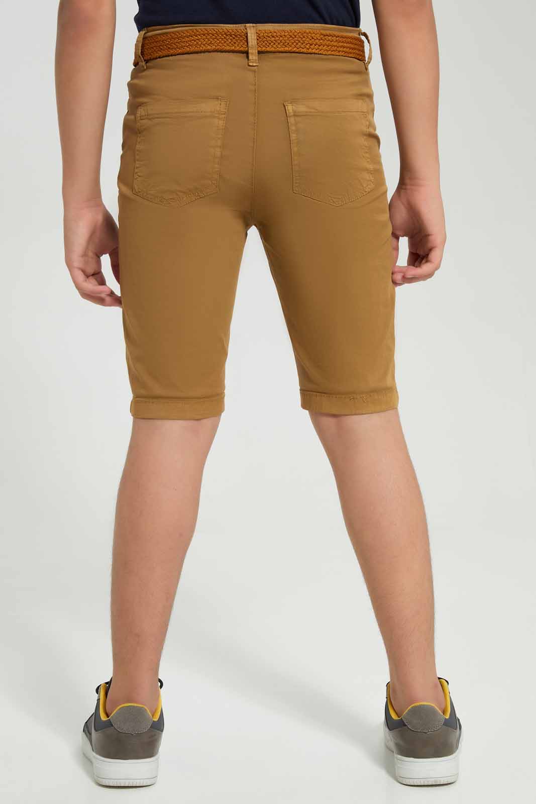 Redtag-Brown-Belted-Short-BSR-Shorts,-Category:Shorts,-Colour:Brown,-Deals:New-In,-Filter:Senior-Boys-(8-to-14-Yrs),-New-In-BSR-APL,-Non-Sale,-Section:Boys-(0-to-14Yrs),-W22O-Senior-Boys-9 to 14 Years