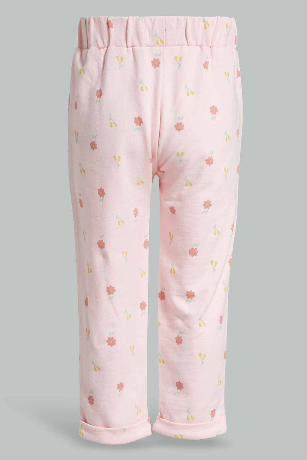 Redtag-Pink-Floral-AOP-Active-Pant-Category:Joggers,-Colour:Apricot,-Deals:New-In,-Filter:Infant-Girls-(3-to-24-Mths),-ING-Joggers,-New-In-ING-APL,-Non-Sale,-Section:Girls-(0-to-14Yrs),-TBL,-W22A-Infant-Girls-3 to 24 Months