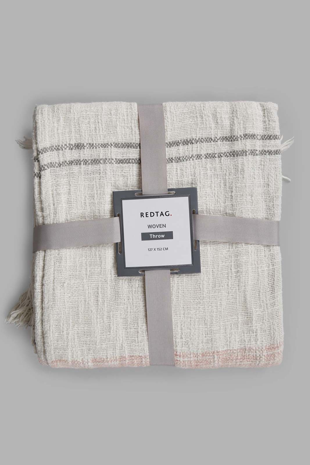 Redtag-Pink-Striped-Throw-With-Frnge-Category:Throws,-Colour:Pink,-Deals:New-In,-Filter:Home-Bedroom,-HMW-BED-Throws,-New-In-HMW-BED,-Non-Sale,-Section:Homewares,-W22A-Home-Bedroom-