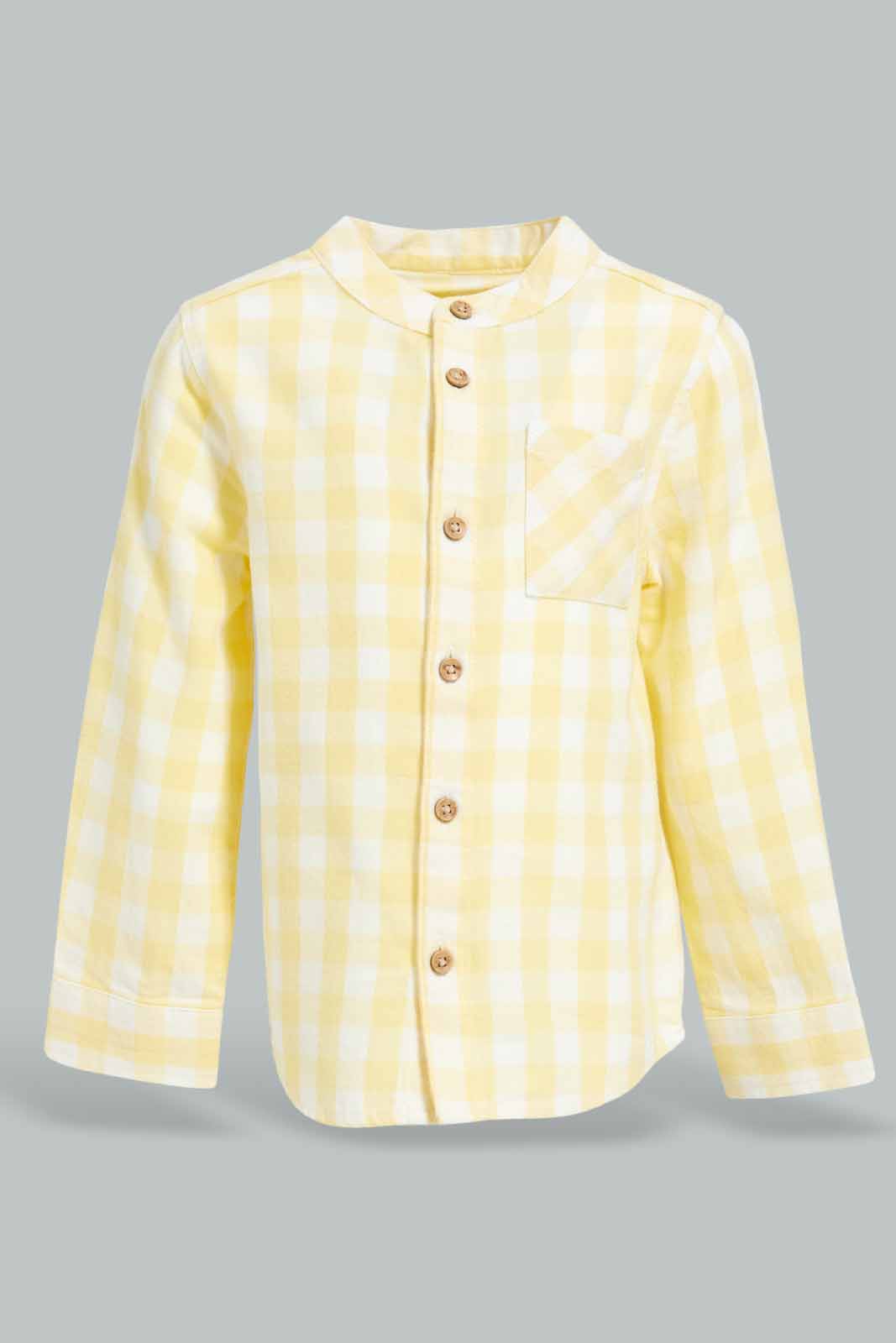 Redtag-Yellow-Gingham-Shirt-Category:Shirts,-Colour:Yellow,-Deals:New-In,-Filter:Infant-Boys-(3-to-24-Mths),-INB-Shirts,-New-In-INB-APL,-Non-Sale,-Section:Boys-(0-to-14Yrs),-W22B-Infant-Boys-3 to 24 Months