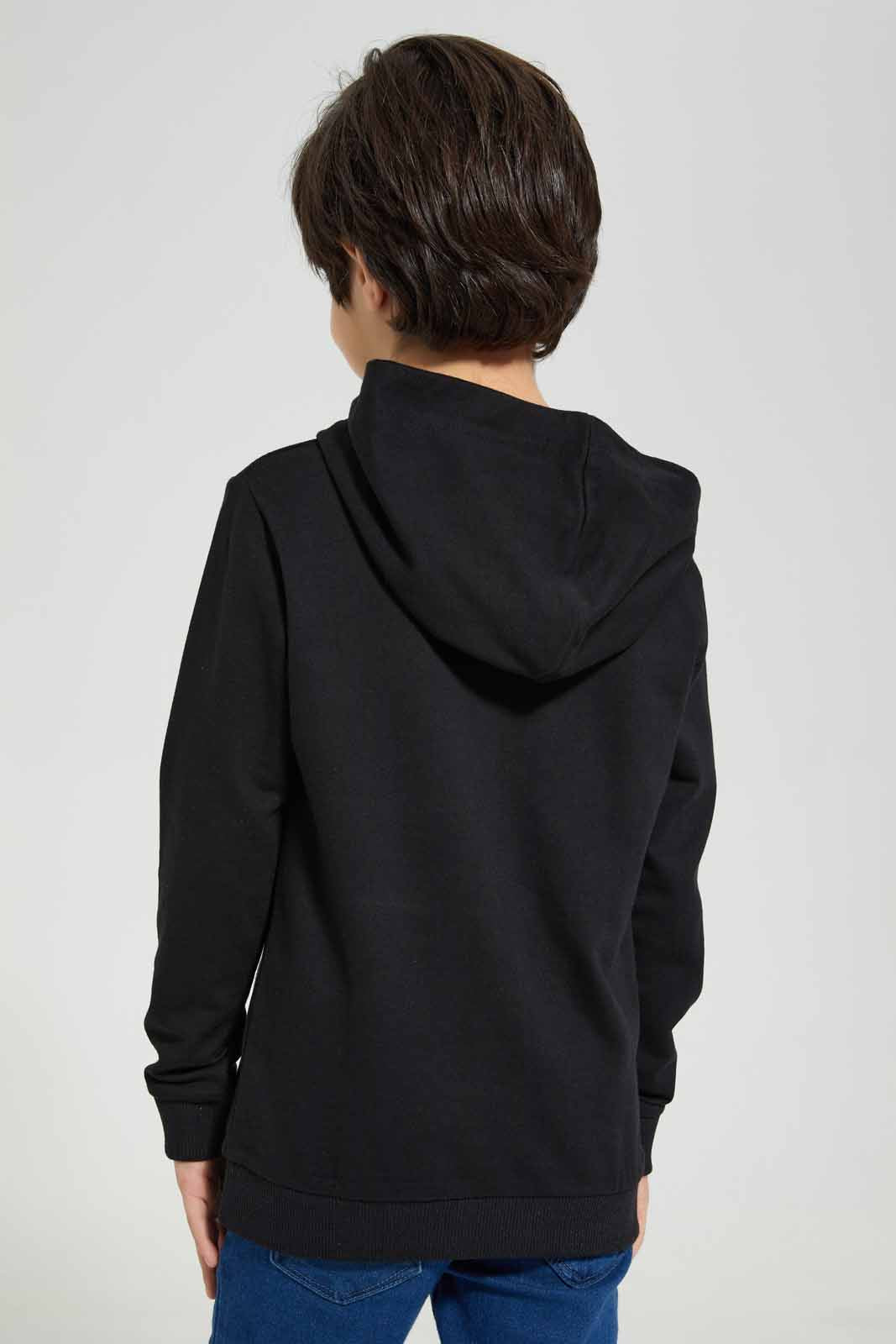 Redtag-Black-Hooded-Sweatshirt-BOY-Sweatshirts,-Category:Sweatshirts,-Colour:Black,-Deals:New-In,-Filter:Boys-(2-to-8-Yrs),-New-In-BOY-APL,-Non-Sale,-Section:Boys-(0-to-14Yrs),-TBL,-W22A-Boys-2 to 8 Years
