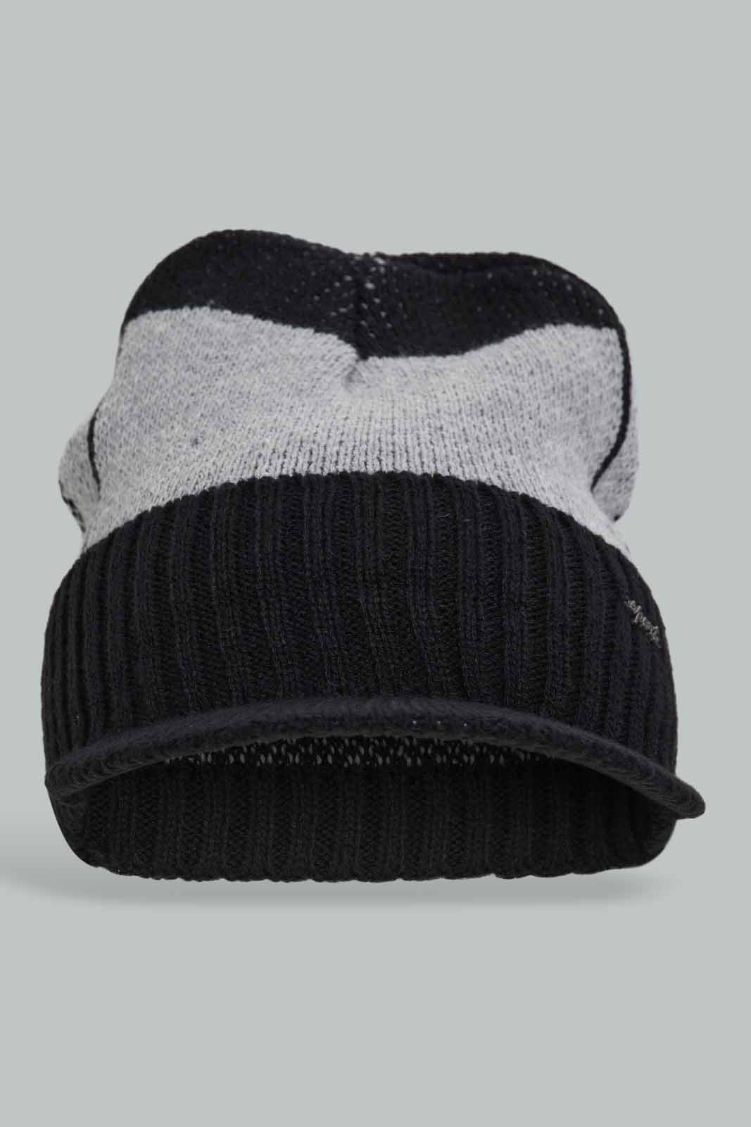 Redtag-Black-And-Grey-Colour-Knitted-Cap-Category:Knitted-Accessories,-Colour:Assorted,-Filter:Men's-Accessories,-Men-Knitted-Accessories,-New-In,-New-In-Men-ACC,-Non-Sale,-Section:Men,-W22A-Men's-