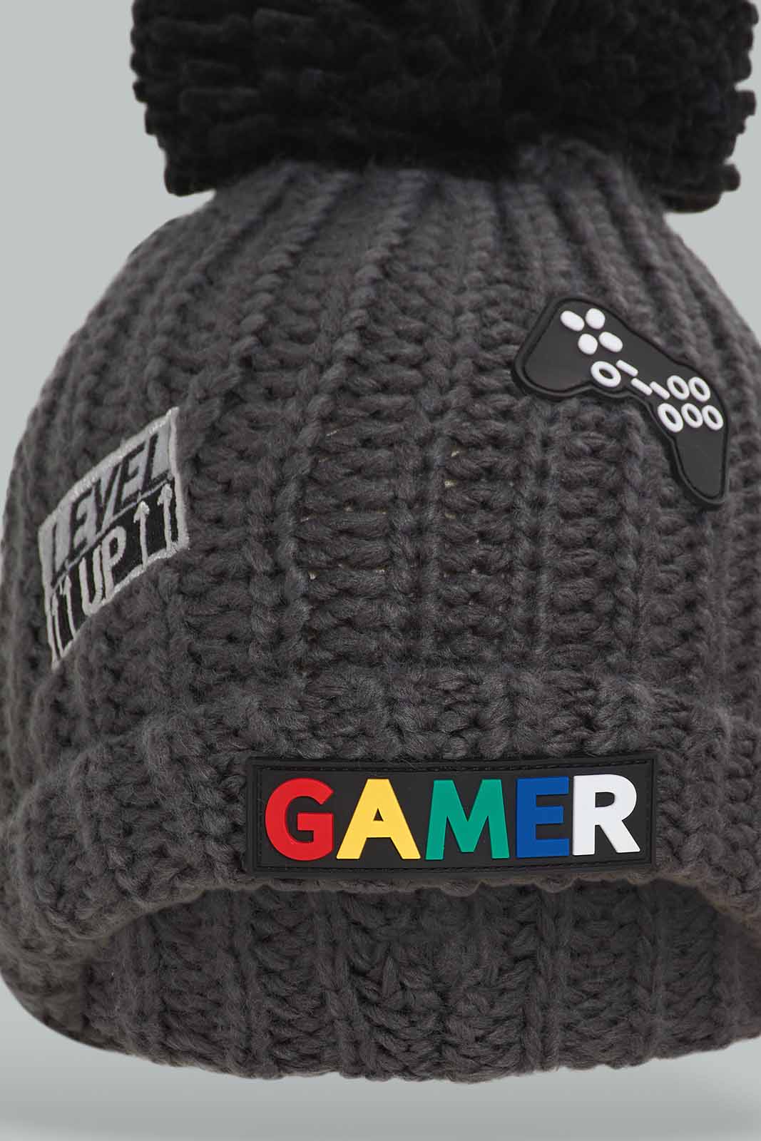 Redtag-Grey-Color-Knitted-Cap-BOY-Knitted-Accessories,-Category:Knitted-Accessories,-Colour:Grey,-Dept:Boys,-Filter:Boys-Accessories,-New-In,-New-In-BOY-ACC,-Non-Sale,-Section:Boys-(0-to-14Yrs),-W22B-Boys-