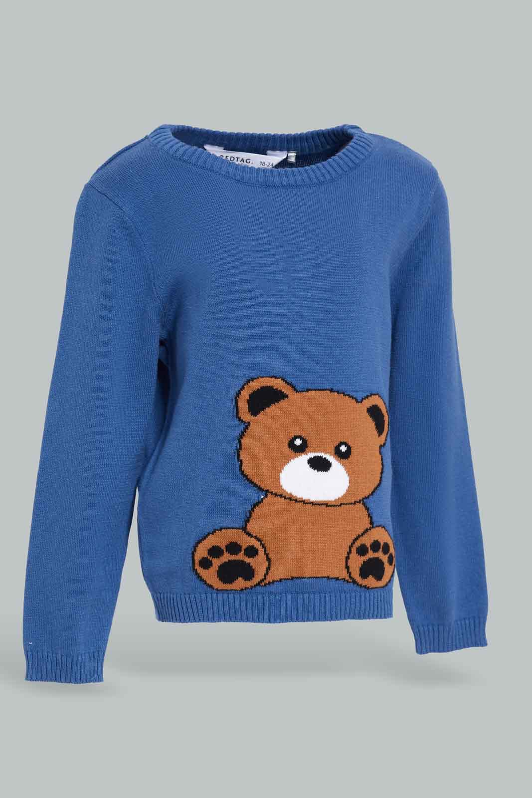 Redtag-Blue-Bear-Front-Pullover-Category:Pullovers,-Colour:Blue,-Deals:New-In,-Dept:Boys,-Filter:Infant-Boys-(3-to-24-Mths),-INB-Pullovers,-New-In-INB-APL,-Non-Sale,-Section:Boys-(0-to-14Yrs),-W22B-Infant-Boys-3 to 24 Months