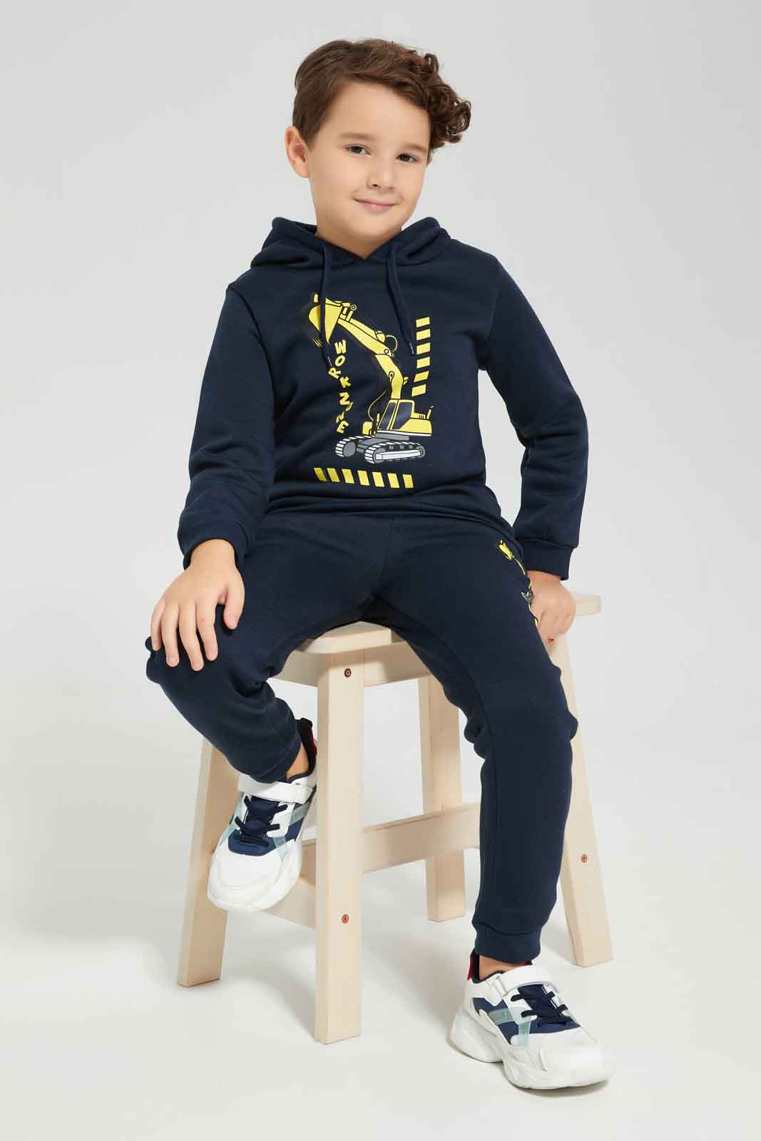 Redtag-Navy-Hooded-Truck-Print-Sweatshirt-With-Jog-Pant-BOY-Jog-Sets,-Category:Jog-Sets,-Colour:Navy,-Deals:New-In,-Dept:Boys,-Filter:Boys-(2-to-8-Yrs),-New-In-BOY-APL,-Non-Sale,-Section:Boys-(0-to-14Yrs),-W22B-Boys-2 to 8 Years